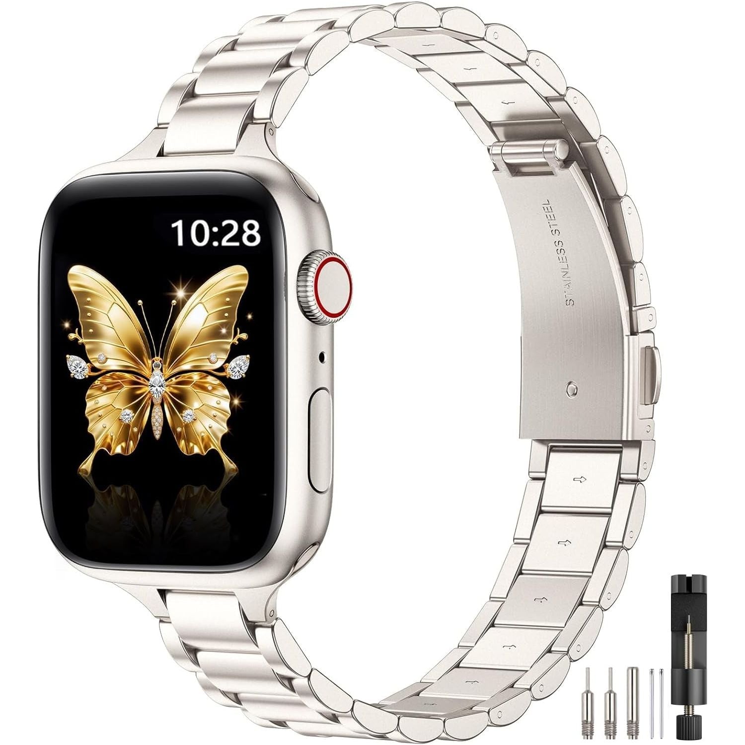 Slim Metal Band Compatible for Apple Watch Band 49Mm 46Mm 45Mm 44Mm 42Mm 41Mm 40Mm 38Mm, Premium Stainless Steel Apple Watch Strap for Iwatch Ultra 2/1 Series 10 9 8 7 6 5 4 3 2 1 SE