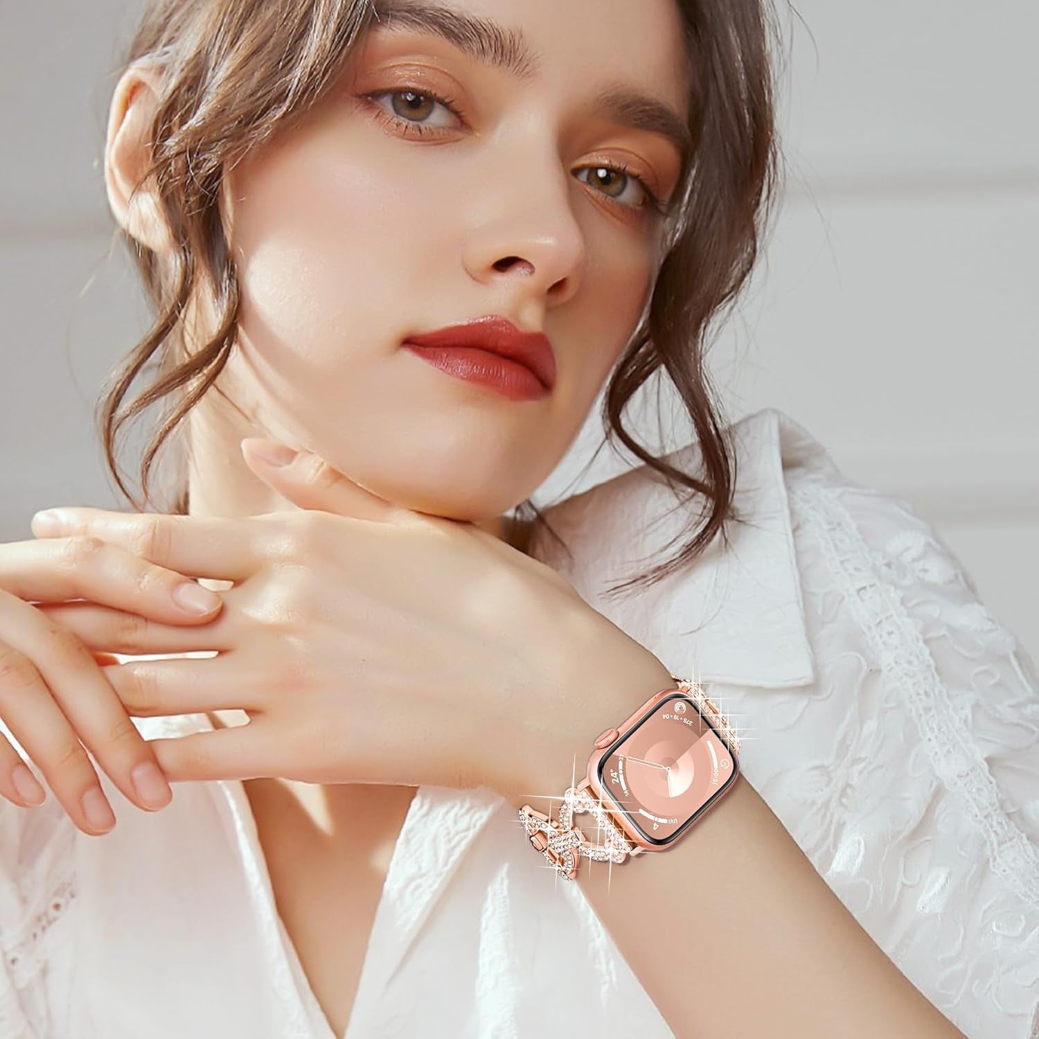 Straplab Rose Gold Bandelle Bling Apple Watch Band