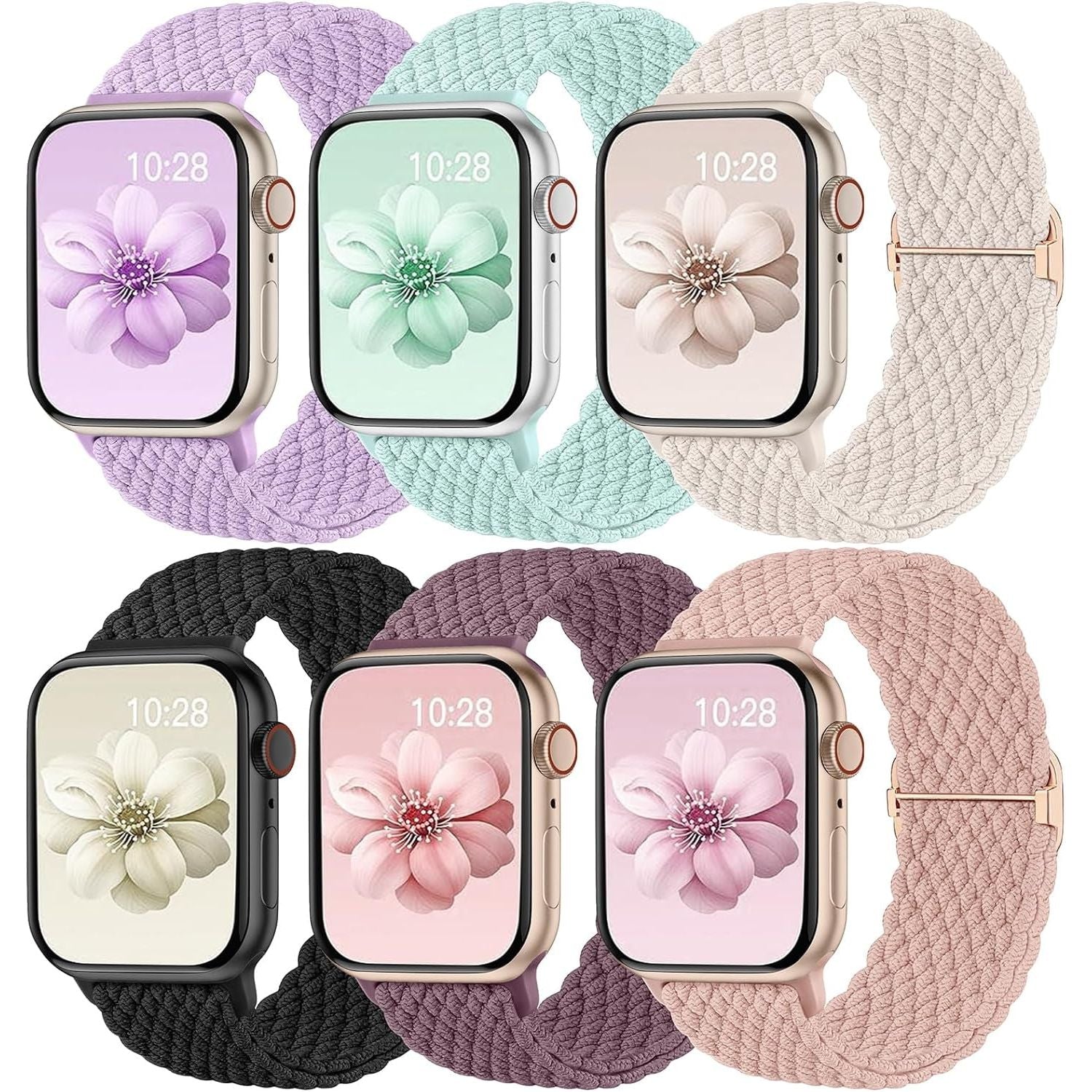 Braided Nylon Elastic Loop Compatible with Apple Watch Band 38Mm 40Mm 41Mm 42Mm 44Mm 45Mm 46Mm 49Mm Women Men, Soft Stretchy Strap for Iwatch Series 10 9 8 7 6 5 4 3 2 1 SE Ultra 2 1, Multi Colors