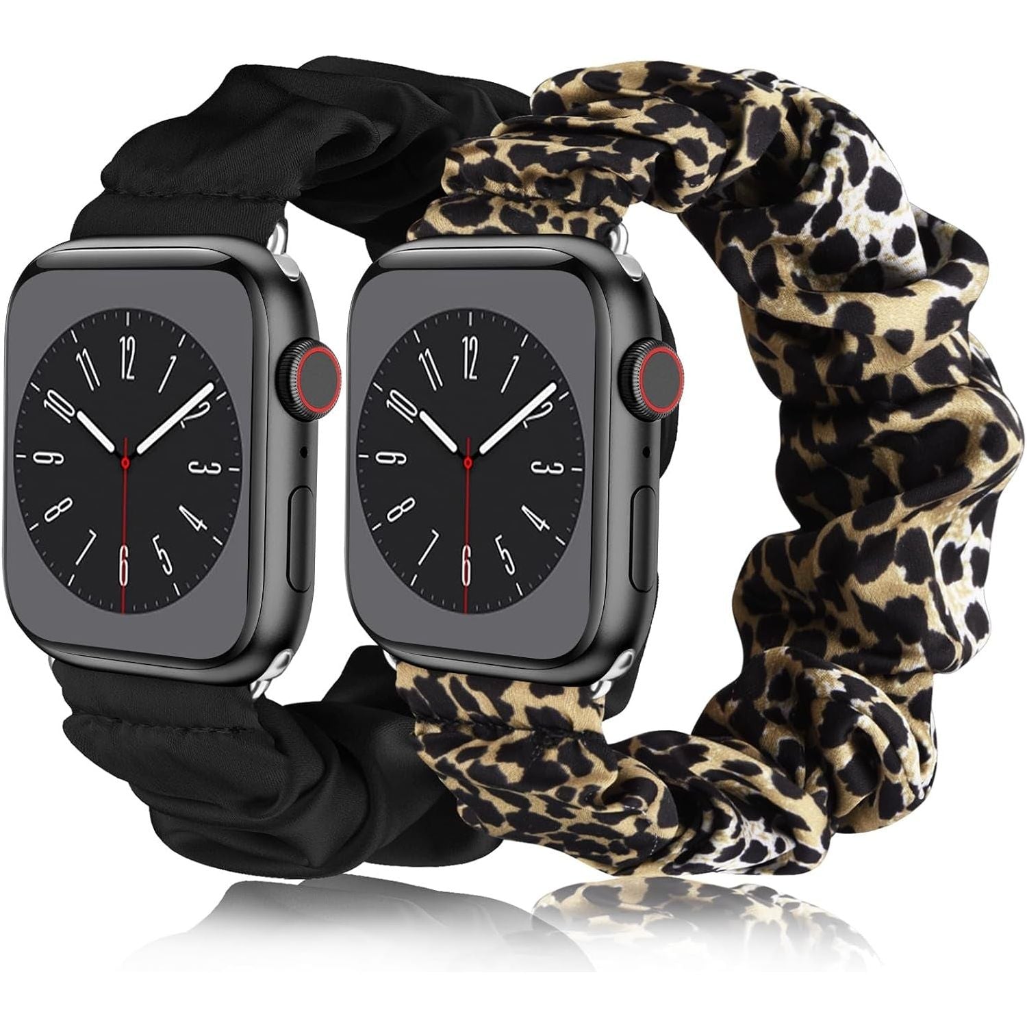 Adjustable Elastic Scrunchie for Apple Watch Band 38Mm 40Mm 41Mm 42Mm 44Mm 45Mm, Soft Stretchy Cloth Pattern Printed Fabric Women Girls Wristbands for Iwatch Series 10/9/8/7/SE/6/5/4/3/2/1