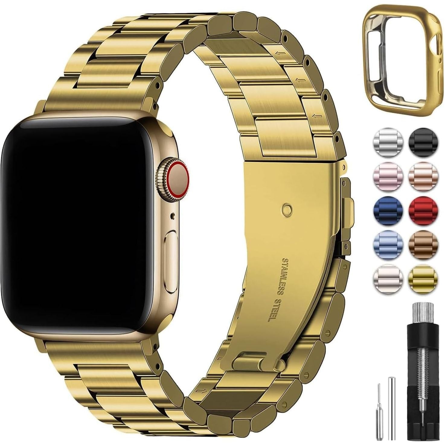 Compatible for Apple Watch Band 45Mm 44Mm 42Mm, Stainless Steel Iwatch Band with Case for Apple Watch Series 9 8 7 6 5 4 3 2 1 & Iwatch SE and SE 2, 42Mm 44Mm 45Mm Black