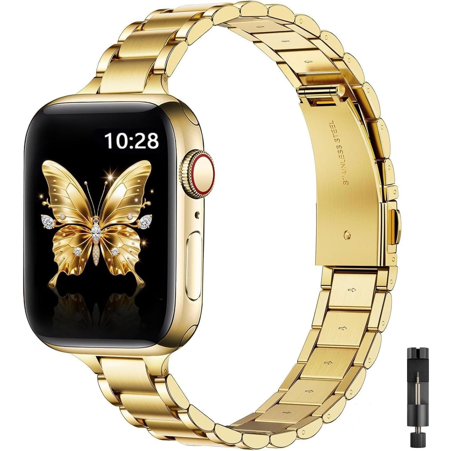 Slim Metal Band Compatible for Apple Watch Band 49Mm 46Mm 45Mm 44Mm 42Mm 41Mm 40Mm 38Mm, Premium Stainless Steel Apple Watch Strap for Iwatch Ultra 2/1 Series 10 9 8 7 6 5 4 3 2 1 SE