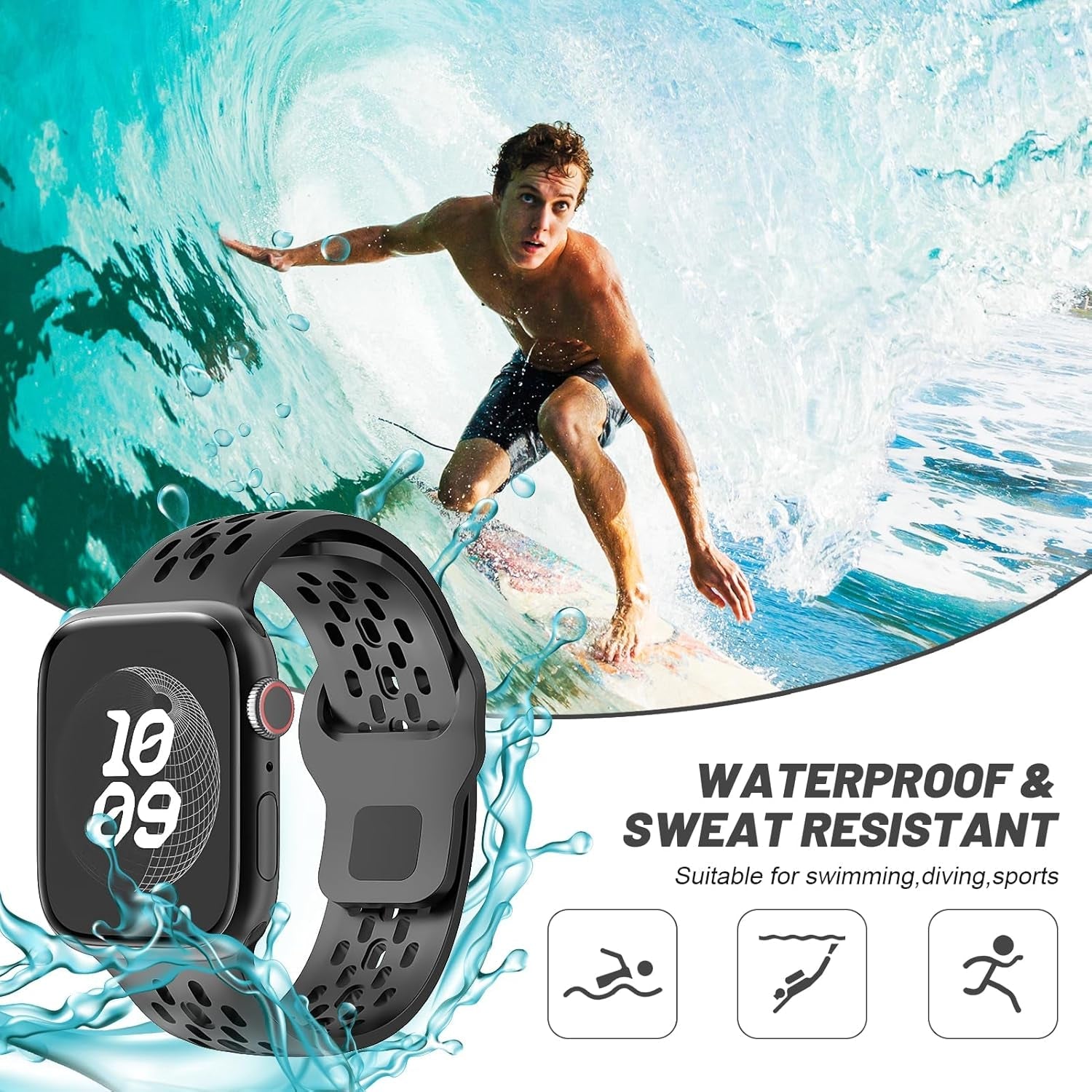 Straplab Bandelle Sport Silicone Watch Band for Apple Watch