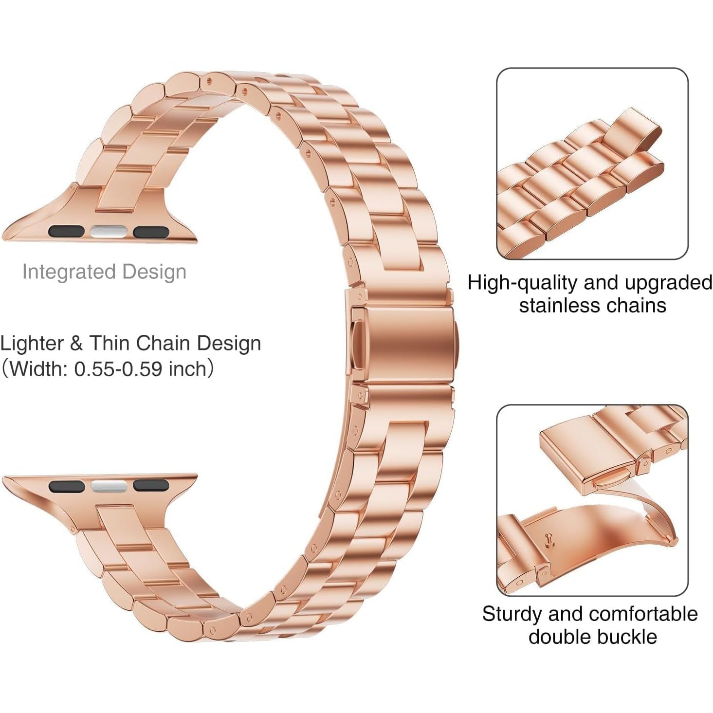 Straplab Premium Stainless Steel Slim Band for Apple Watch