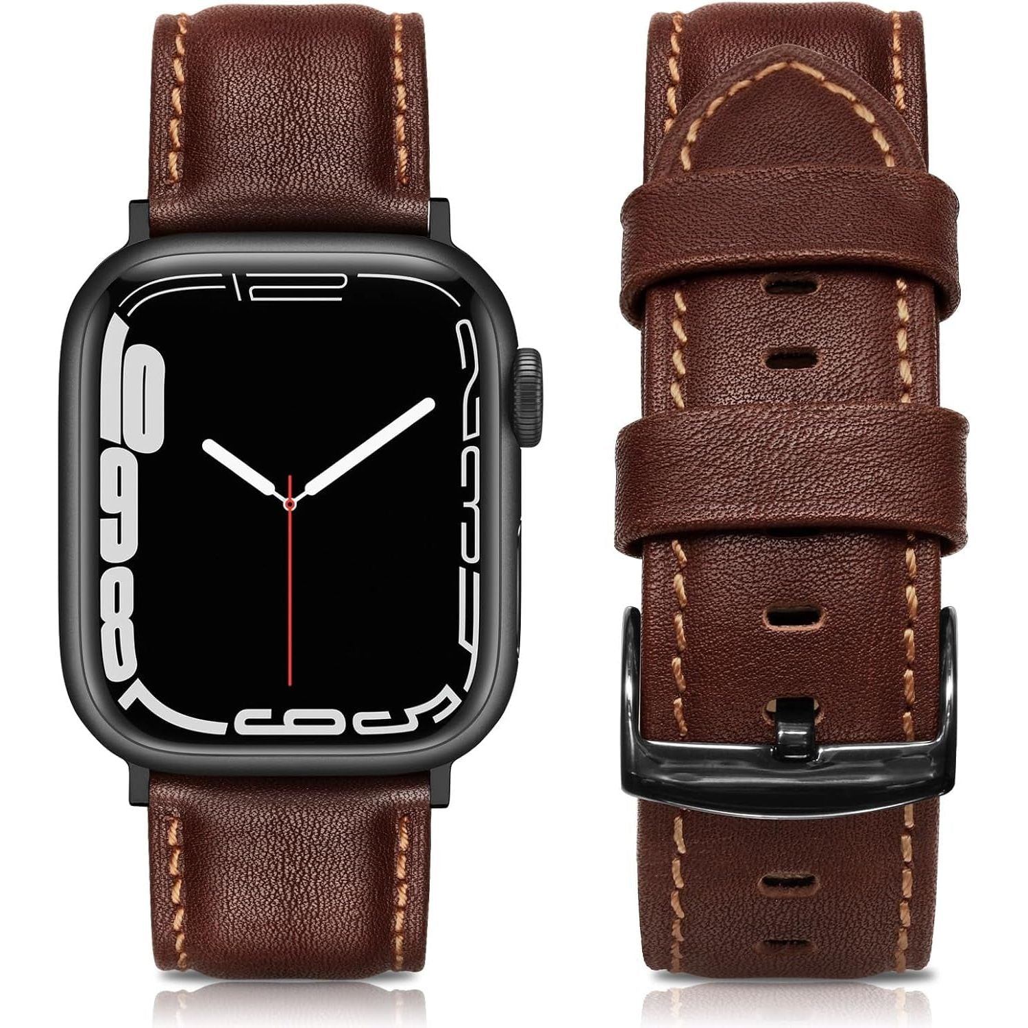 Leather Bands Compatible with Apple Watch 42Mm 44Mm 45Mm Band Men Women,Vintage Genuine Leather Wristband Replacement Band Compatible for Apple Iwatch Series 8 7 6 5 4 3 2 1 SE Sports Edition