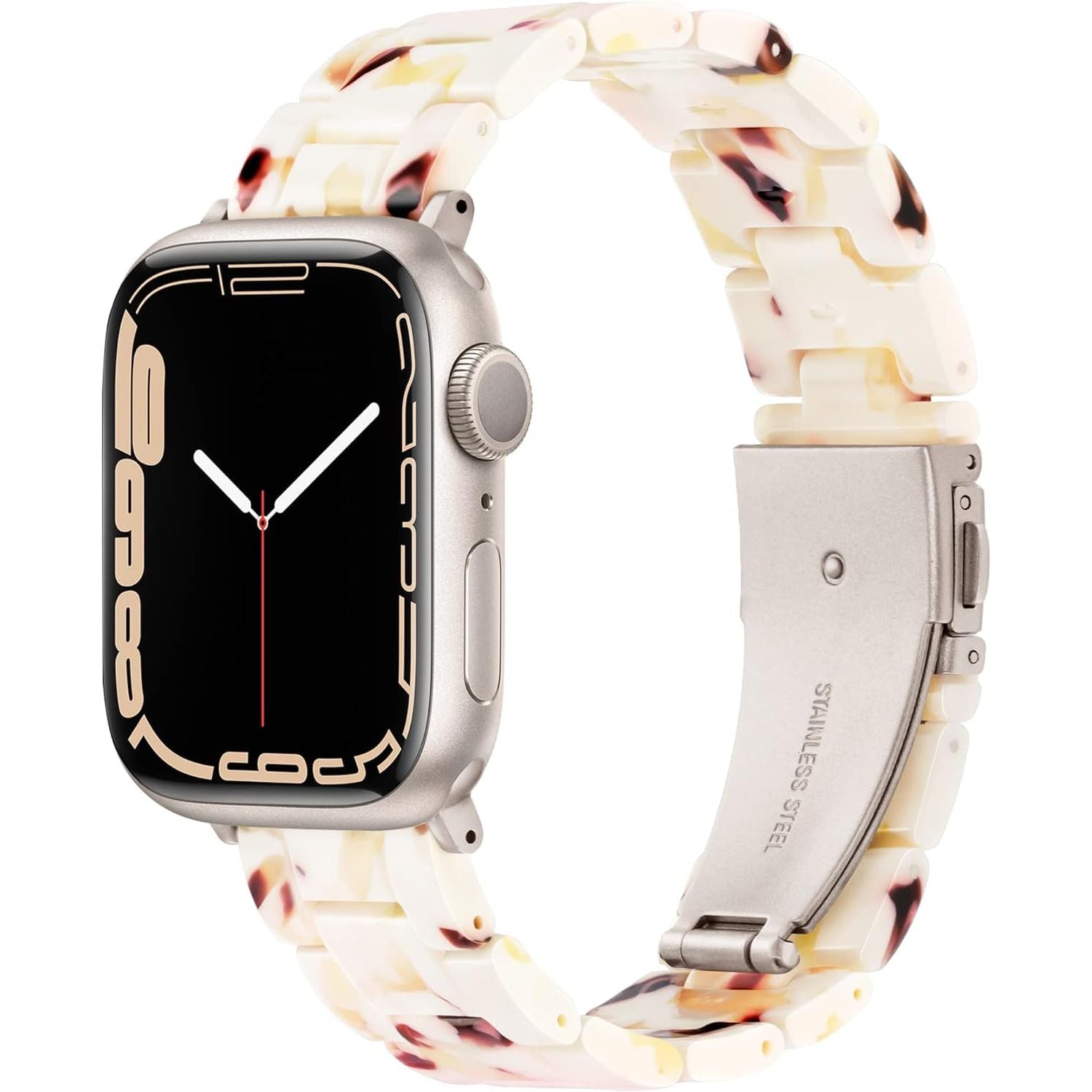 Compatible with Apple Watch Band 42Mm(Series 10) 41Mm 40Mm 38Mm, Adjustable Iwatch Strap with Stainless Steel Buckle for Apple Watch Series 10 9 8 7 6 SE 5 4 3 2 1(Tortoise Flower Starlight)