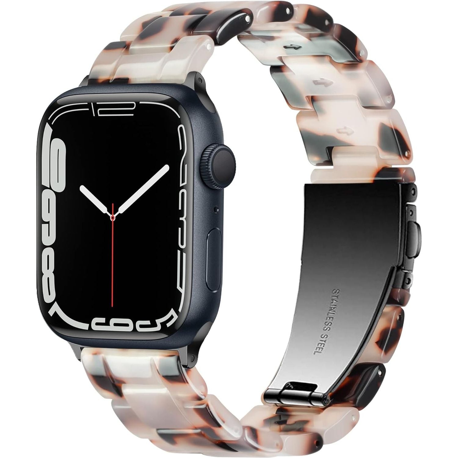 Compatible with Apple Watch Band 42Mm(Series 10) 41Mm 40Mm 38Mm, Adjustable Iwatch Strap with Stainless Steel Buckle for Apple Watch Series 10 9 8 7 6 SE 5 4 3 2 1(Tortoise Flower Starlight)