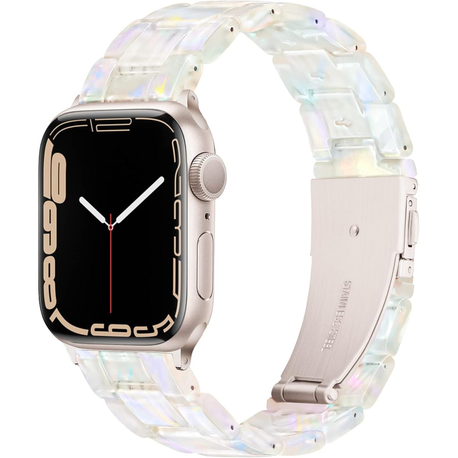 Compatible with Apple Watch Band 42Mm(Series 10) 41Mm 40Mm 38Mm, Adjustable Iwatch Strap with Stainless Steel Buckle for Apple Watch Series 10 9 8 7 6 SE 5 4 3 2 1(Tortoise Flower Starlight)