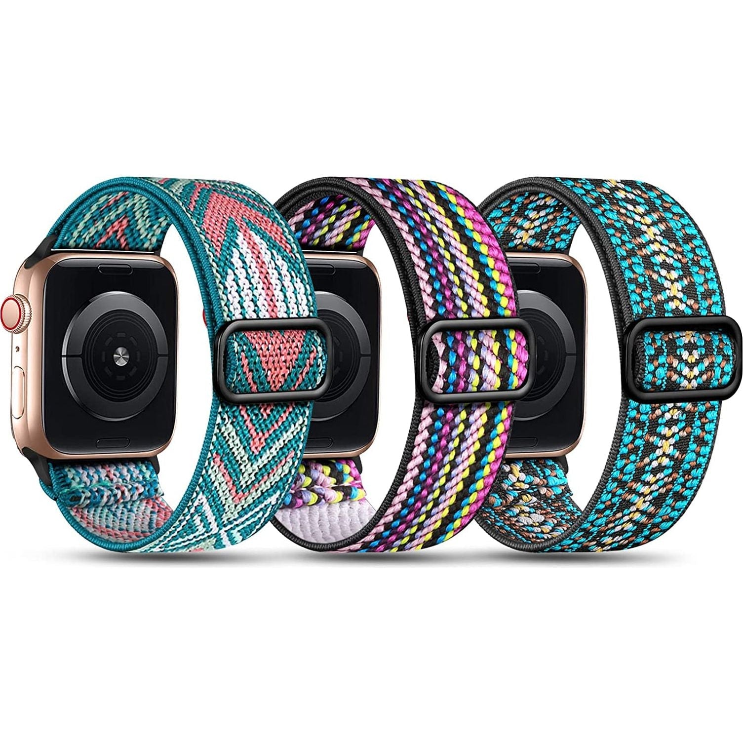 Stretchy Nylon Bands Compatible with Apple Watch Band 38Mm 40Mm 41Mm 42Mm for Women Men, Adjustable Breathable Elastic Sport Strap Solo Loop for Apple Watch SE Iwatch Series 10 9 8 7 6 5 4 3 2