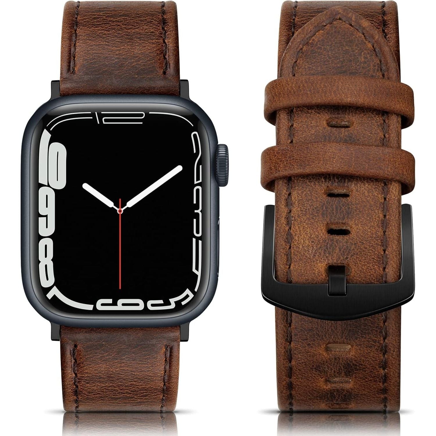 Leather Bands Compatible with Apple Watch 42Mm 44Mm 45Mm Band Men Women,Vintage Genuine Leather Wristband Replacement Band Compatible for Apple Iwatch Series 8 7 6 5 4 3 2 1 SE Sports Edition