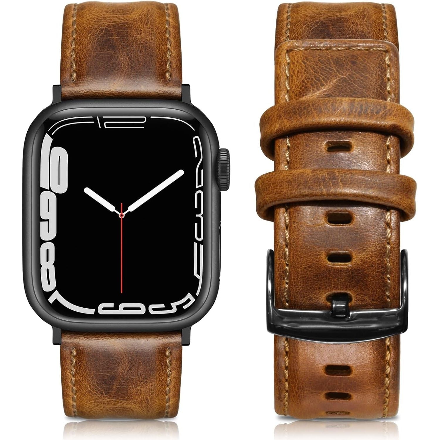 Leather Bands Compatible with Apple Watch 42Mm 44Mm 45Mm Band Men Women,Vintage Genuine Leather Wristband Replacement Band Compatible for Apple Iwatch Series 8 7 6 5 4 3 2 1 SE Sports Edition