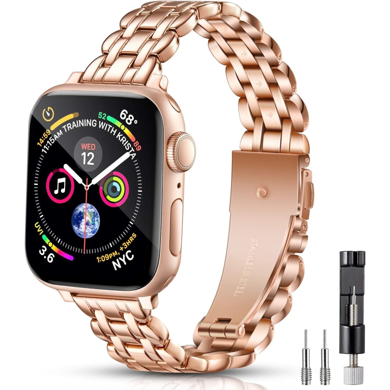 Watch Band for Apple Watch Women Bands 38Mm 40Mm 41Mm 42Mm 44Mm 45Mm 49Mm, Metal Thin Stainless Steel Dressy Iwatch Band Adjustable Strap for Series Ultra 8 7 6 5 4 3 2 SE 1