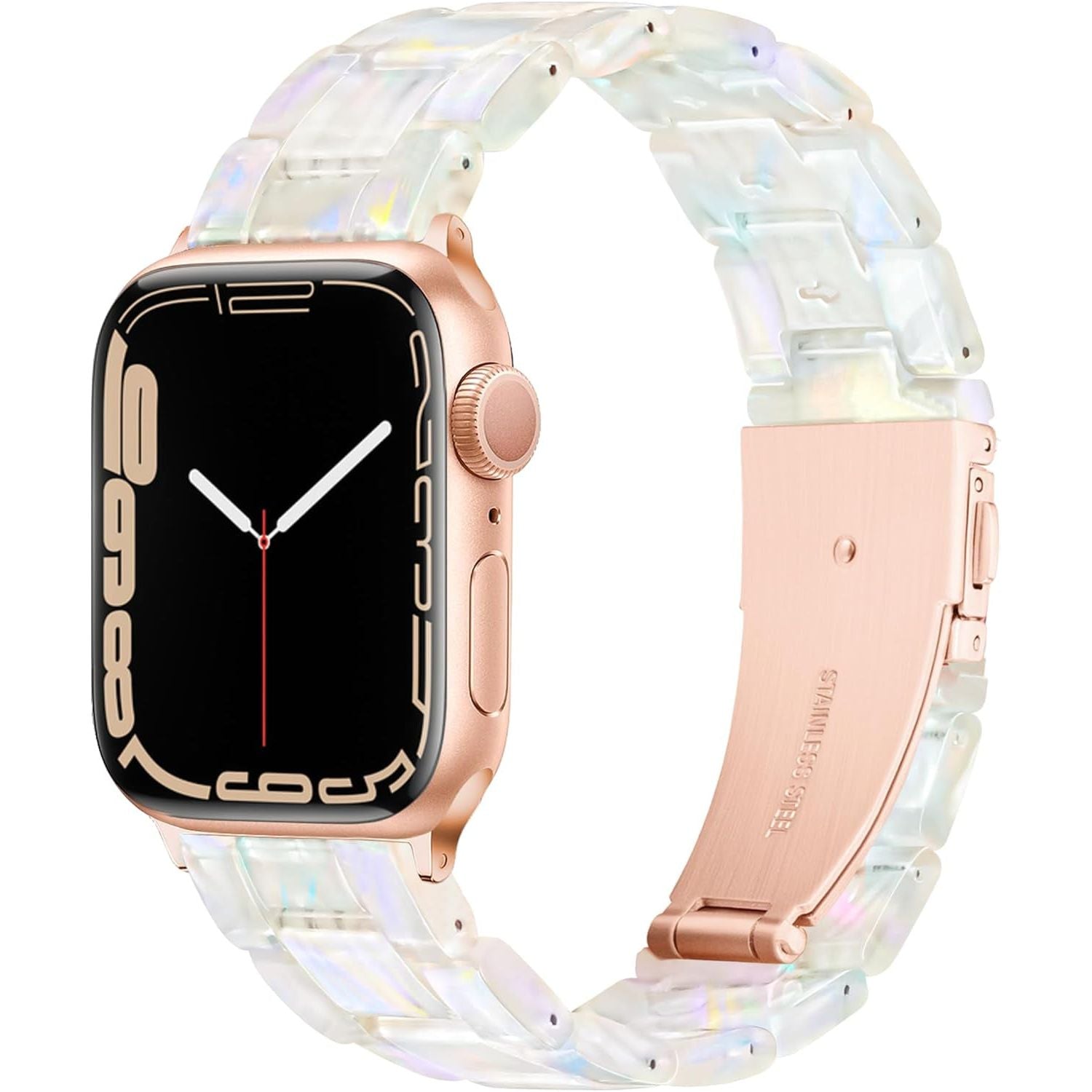 Compatible with Apple Watch Band 42Mm(Series 10) 41Mm 40Mm 38Mm, Adjustable Iwatch Strap with Stainless Steel Buckle for Apple Watch Series 10 9 8 7 6 SE 5 4 3 2 1(Tortoise Flower Starlight)