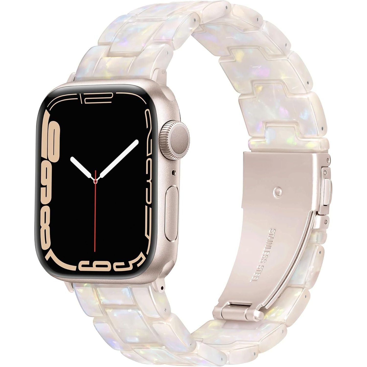 Compatible with Apple Watch Band 42Mm(Series 10) 41Mm 40Mm 38Mm, Adjustable Iwatch Strap with Stainless Steel Buckle for Apple Watch Series 10 9 8 7 6 SE 5 4 3 2 1(Tortoise Flower Starlight)