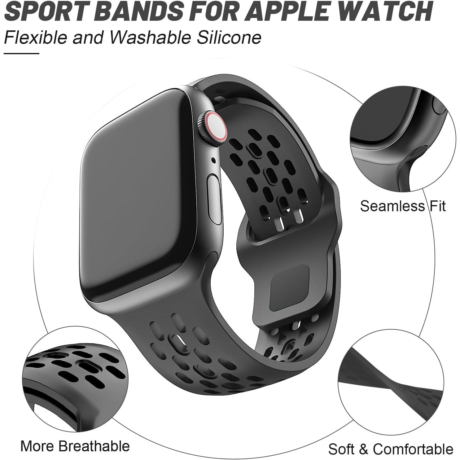 Straplab Bandelle Sport Silicone Watch Band for Apple Watch