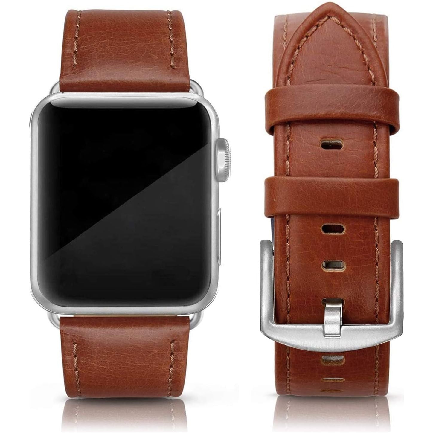 Leather Bands Compatible with Apple Watch 42Mm 44Mm 45Mm Band Men Women,Vintage Genuine Leather Wristband Replacement Band Compatible for Apple Iwatch Series 8 7 6 5 4 3 2 1 SE Sports Edition