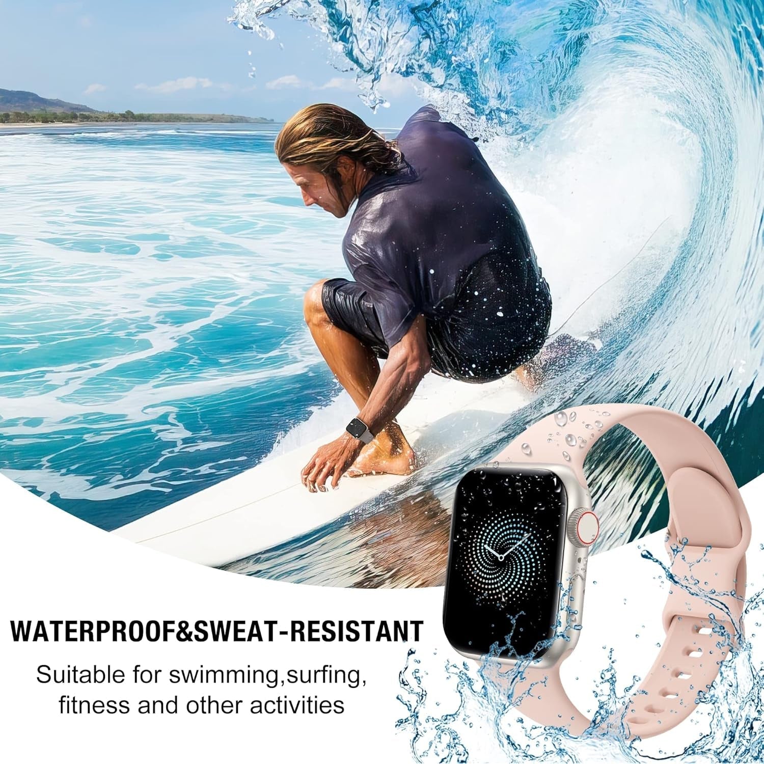 Straplab 6 Pack Sports Bands for Apple Watch (38-49mm)