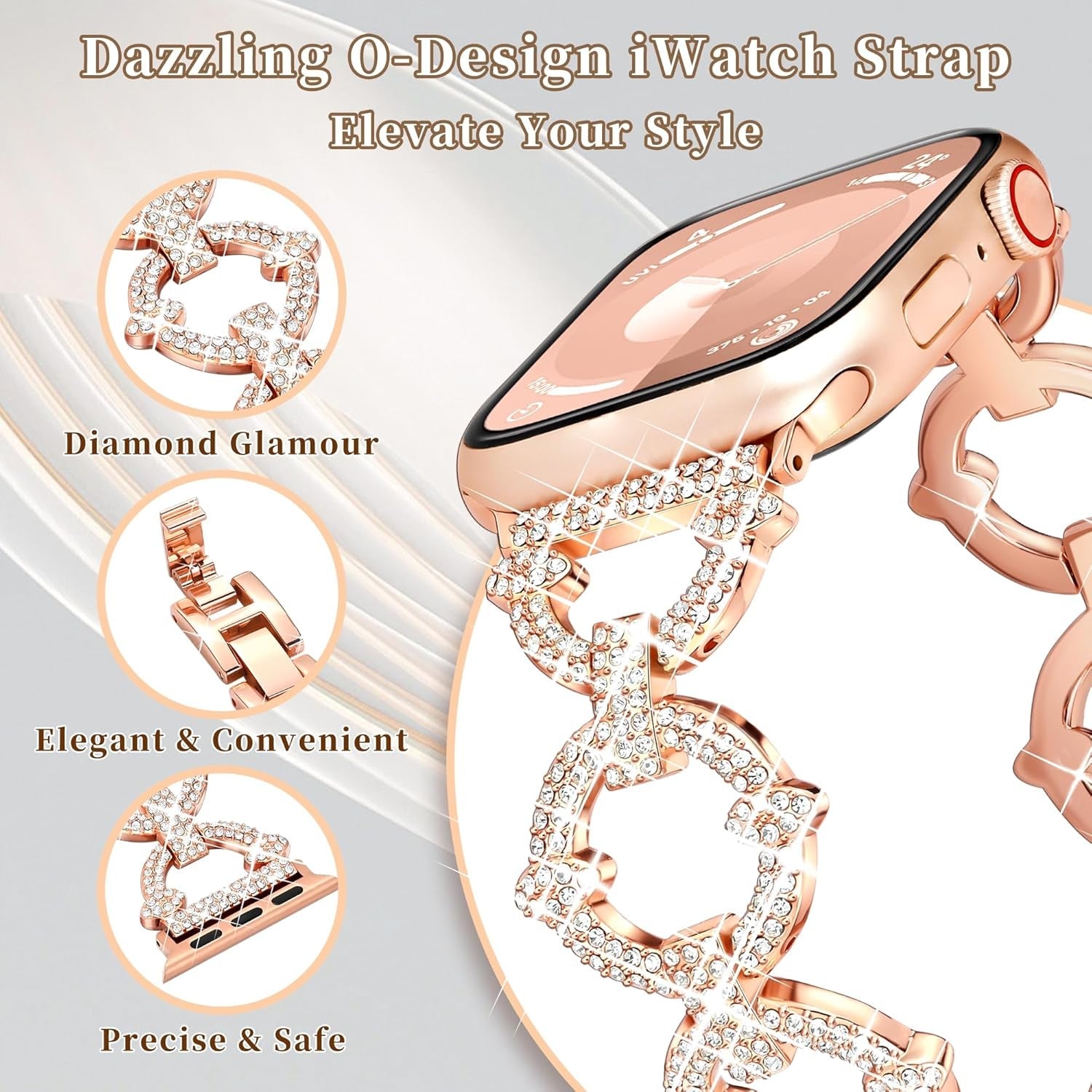 Straplab Rose Gold Bandelle Bling Apple Watch Band