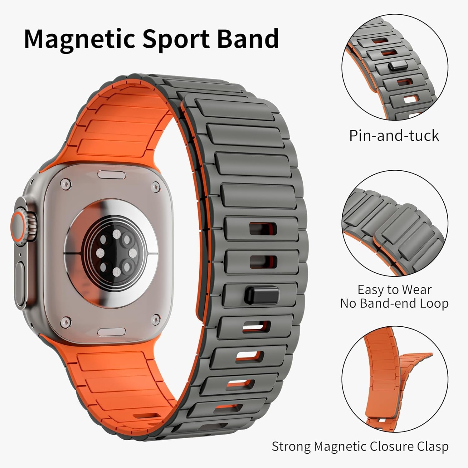 Straplab Magnetic Silicone Sport Loop Bands for Apple Watch