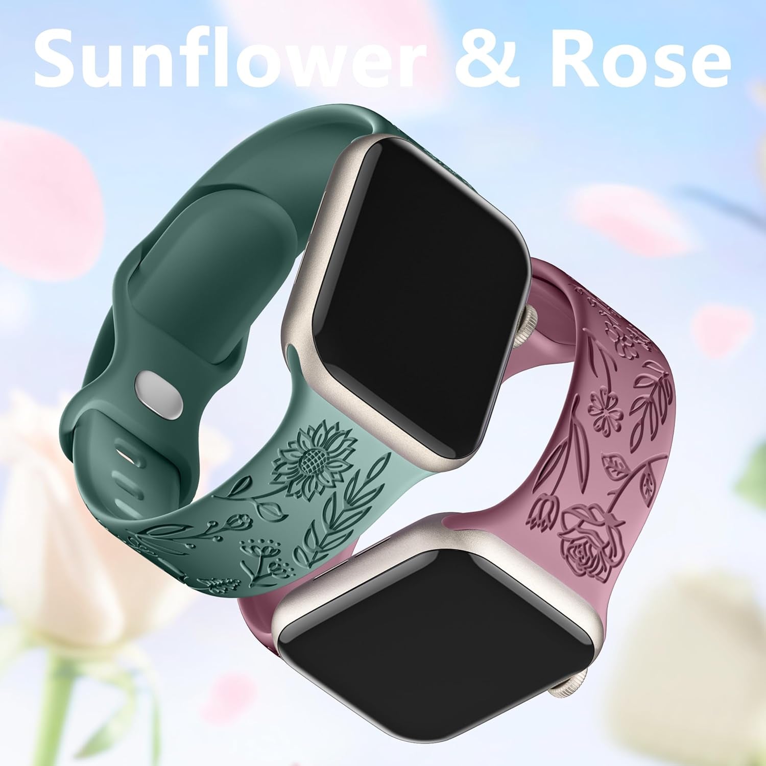 Straplab Floral Engraved Silicone Bands - 6 Pack