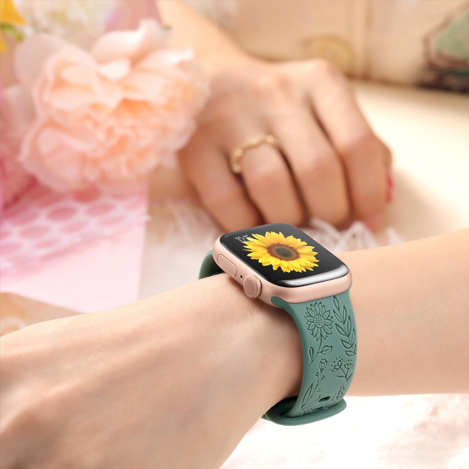 Straplab Floral Engraved Silicone Bands - 6 Pack