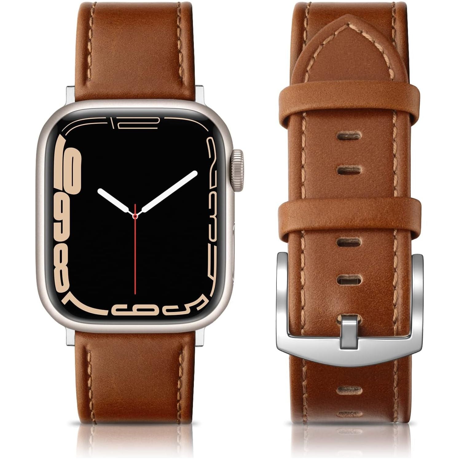 Leather Bands Compatible with Apple Watch 42Mm 44Mm 45Mm Band Men Women,Vintage Genuine Leather Wristband Replacement Band Compatible for Apple Iwatch Series 8 7 6 5 4 3 2 1 SE Sports Edition