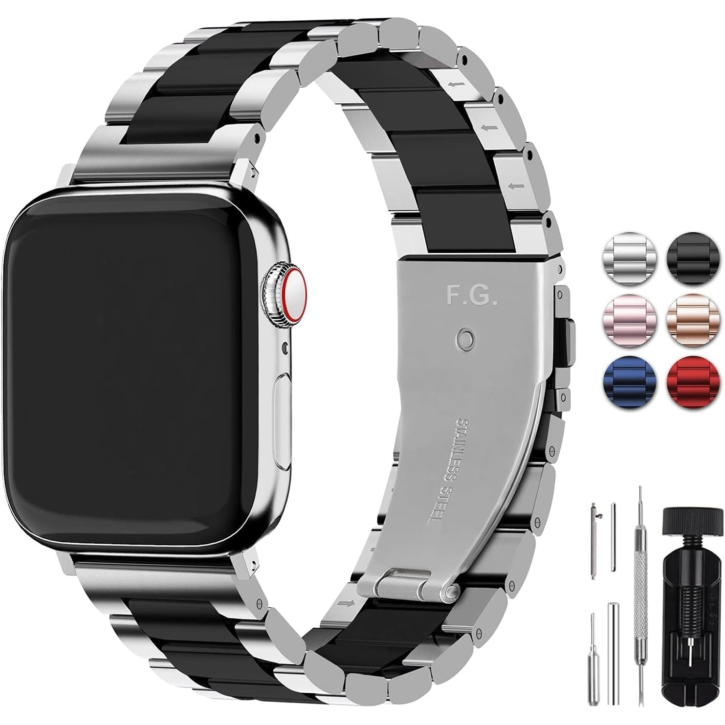 Compatible for Apple Watch Band 45Mm 44Mm 42Mm, Stainless Steel Iwatch Band with Case for Apple Watch Series 9 8 7 6 5 4 3 2 1 & Iwatch SE and SE 2, 42Mm 44Mm 45Mm Black