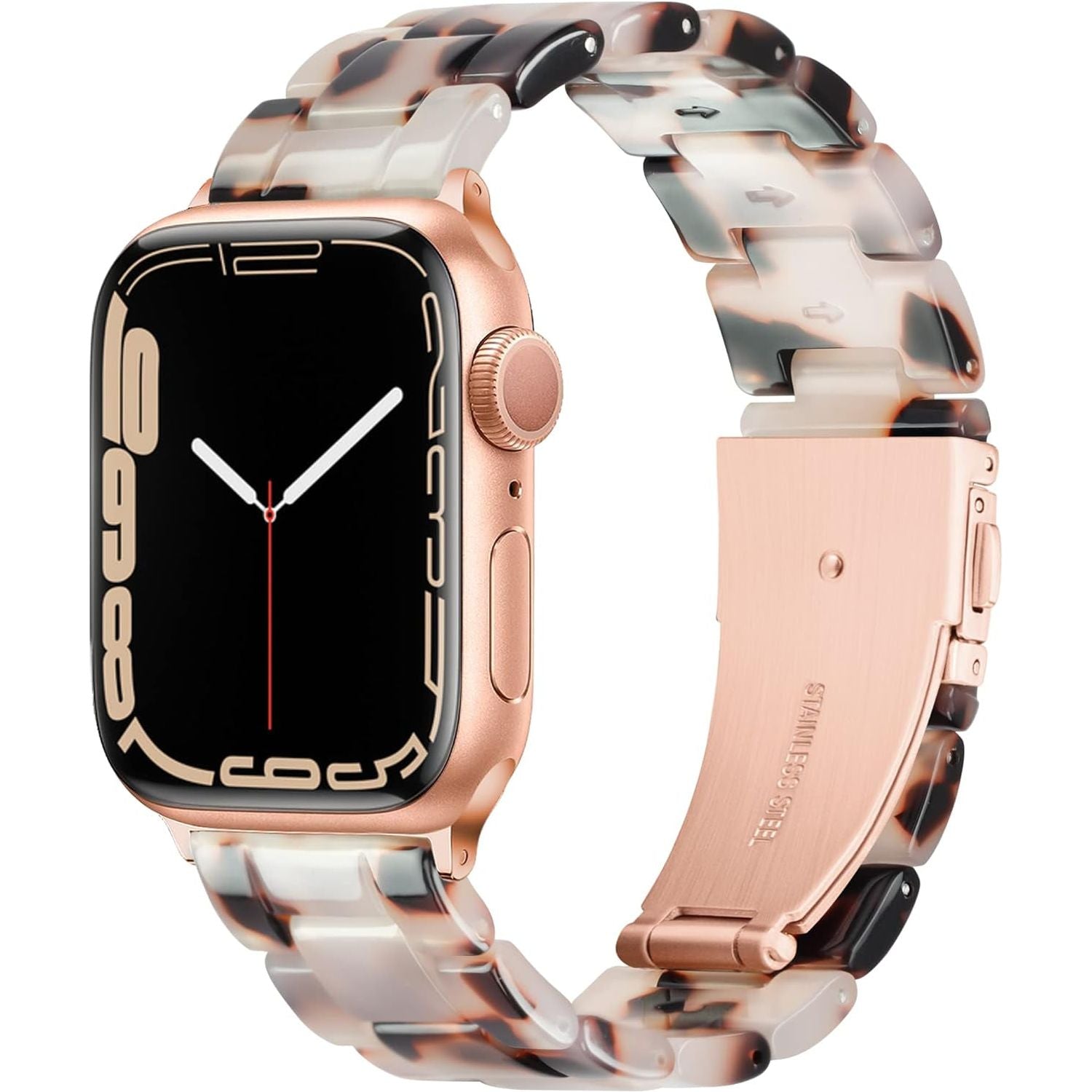Compatible with Apple Watch Band 42Mm(Series 10) 41Mm 40Mm 38Mm, Adjustable Iwatch Strap with Stainless Steel Buckle for Apple Watch Series 10 9 8 7 6 SE 5 4 3 2 1(Tortoise Flower Starlight)