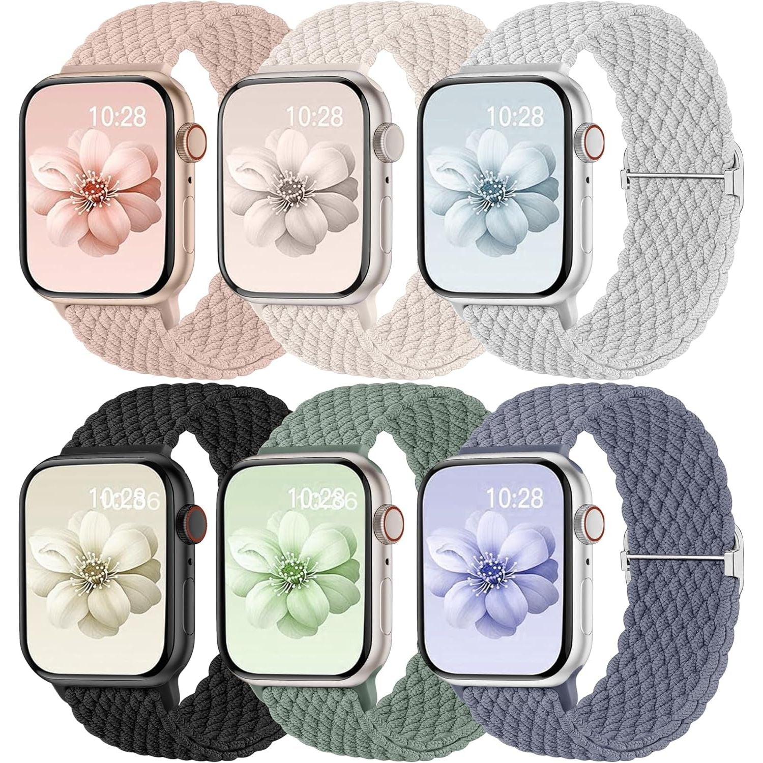 Braided Nylon Elastic Loop Compatible with Apple Watch Band 38Mm 40Mm 41Mm 42Mm 44Mm 45Mm 46Mm 49Mm Women Men, Soft Stretchy Strap for Iwatch Series 10 9 8 7 6 5 4 3 2 1 SE Ultra 2 1, Multi Colors