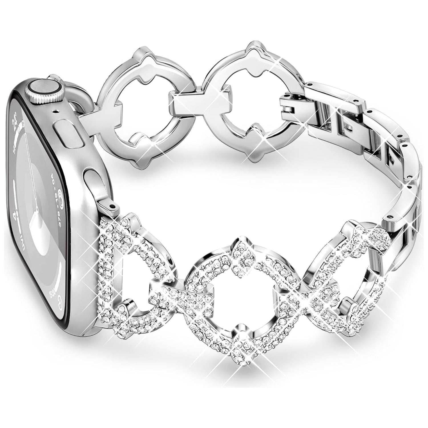 Compatible with Apple Watch Band Series 10 42Mm 41Mm 40Mm 38Mm for Women Girls, Dressy Bling Designer Apple Watch Band for Iwatch Series 10 9 8 7 6 5 4 3 2 1 Iwatch SE (Rose Gold)