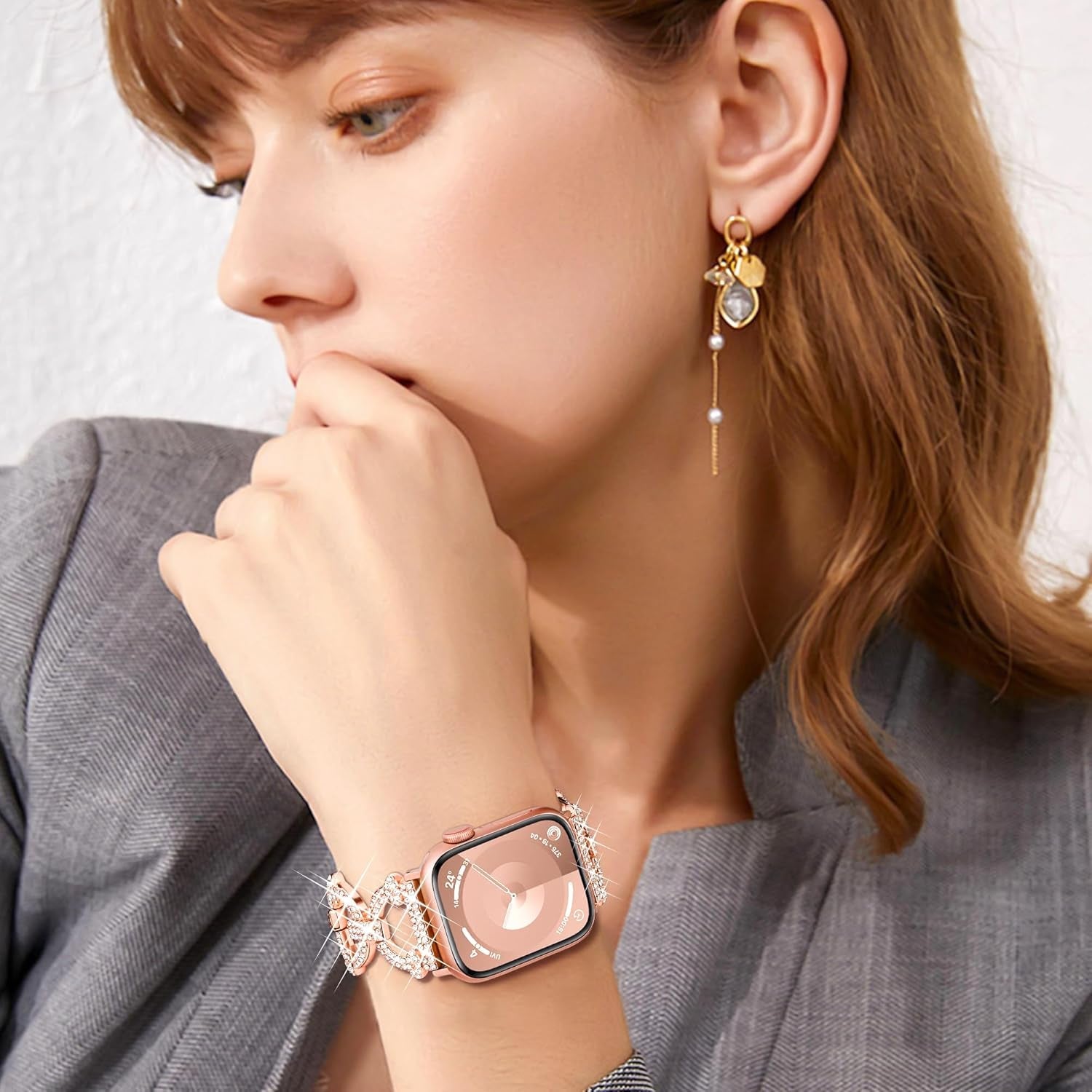 Straplab Rose Gold Bandelle Bling Apple Watch Band