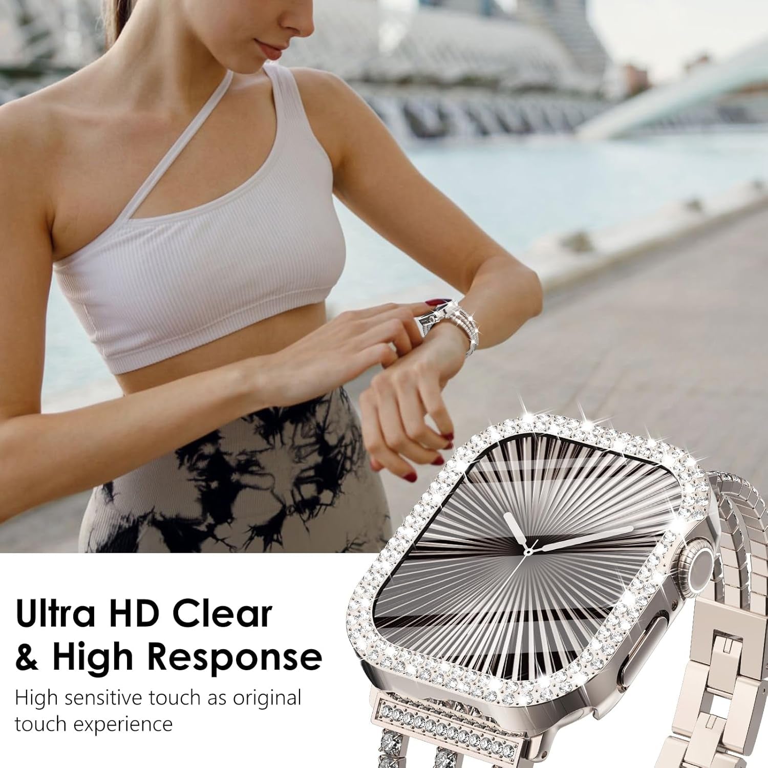 Straplab Bling Apple Watch Case with Tempered Glass Shield