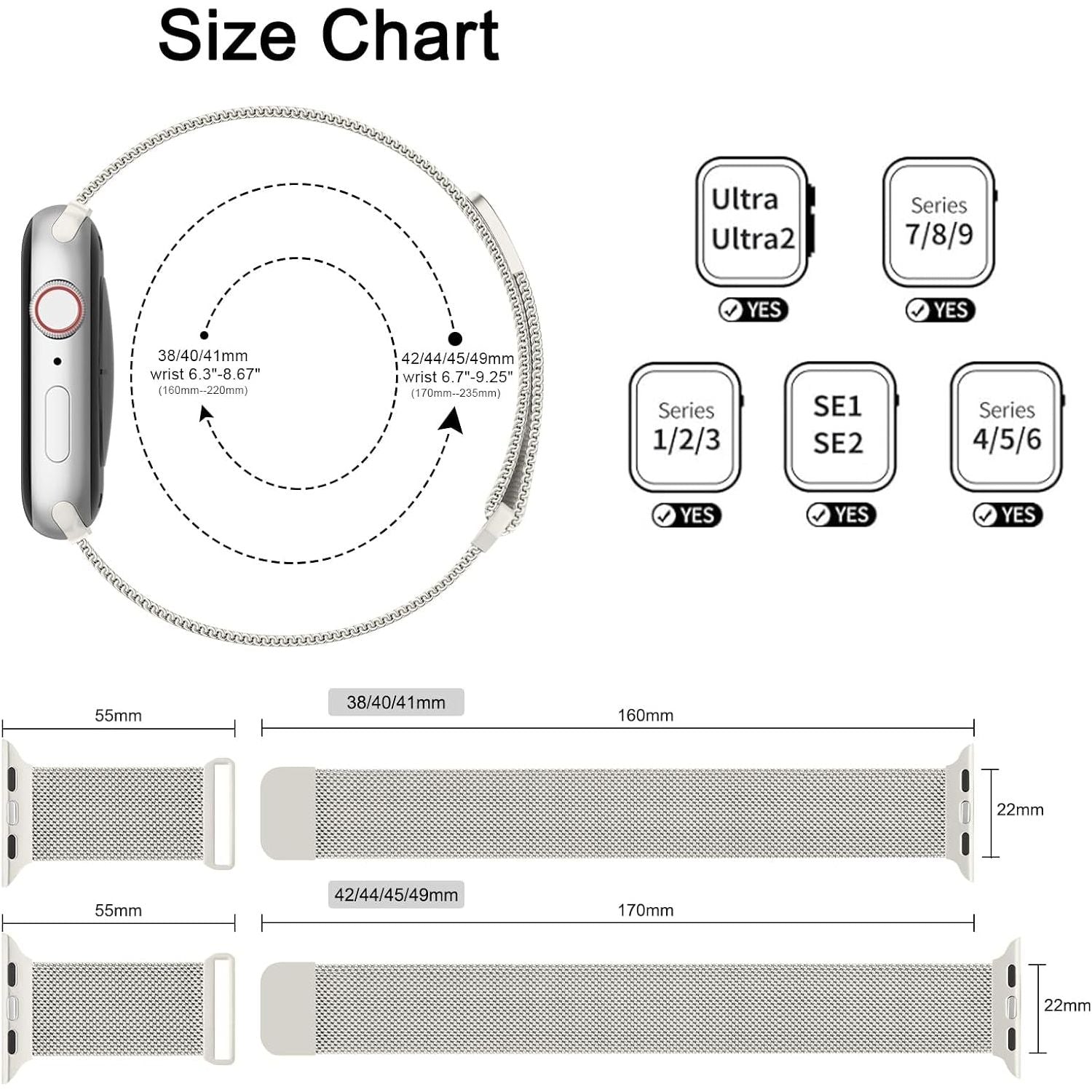 Straplab Magnetic Milanese Mesh Band for Apple Watch
