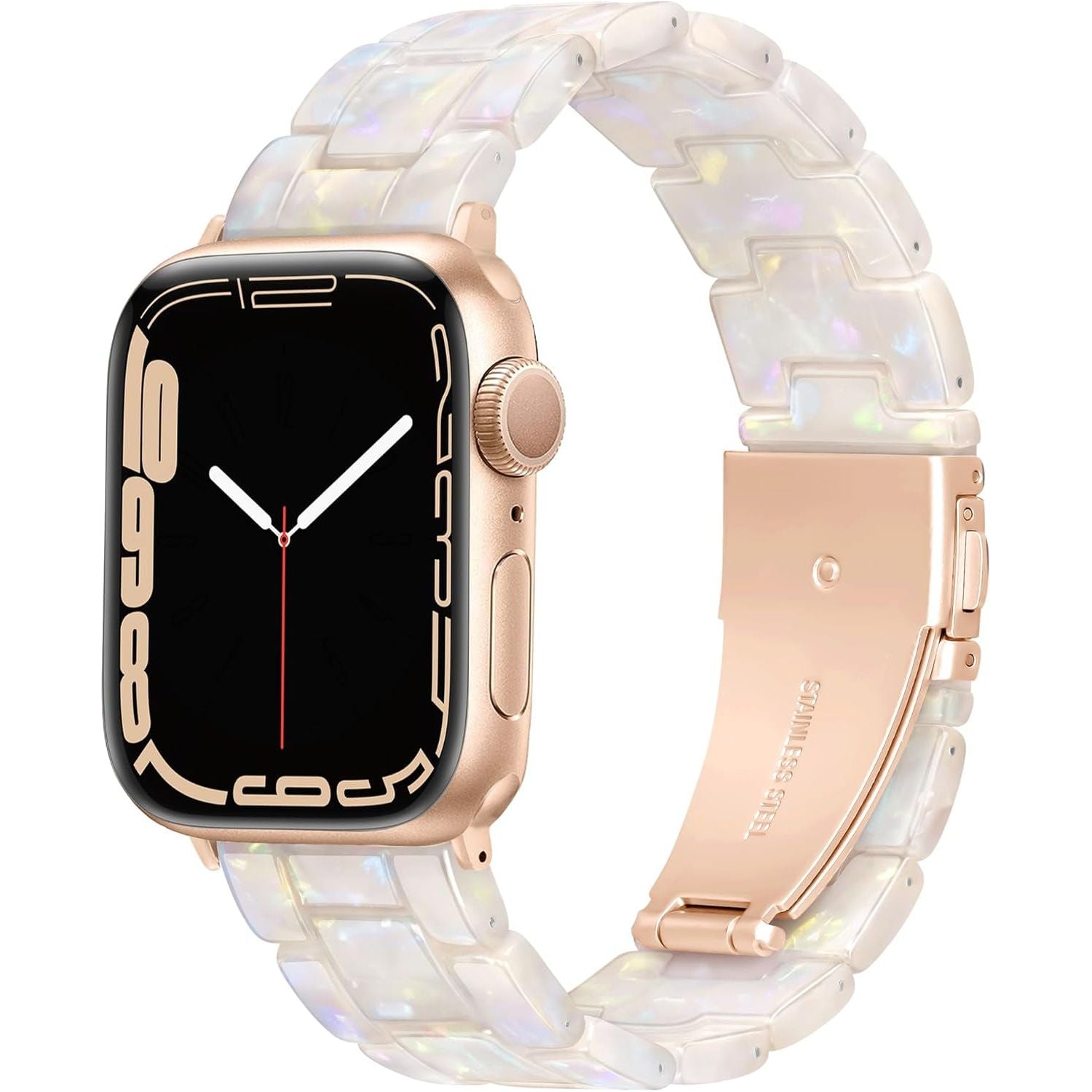 Compatible with Apple Watch Band 42Mm(Series 10) 41Mm 40Mm 38Mm, Adjustable Iwatch Strap with Stainless Steel Buckle for Apple Watch Series 10 9 8 7 6 SE 5 4 3 2 1(Tortoise Flower Starlight)