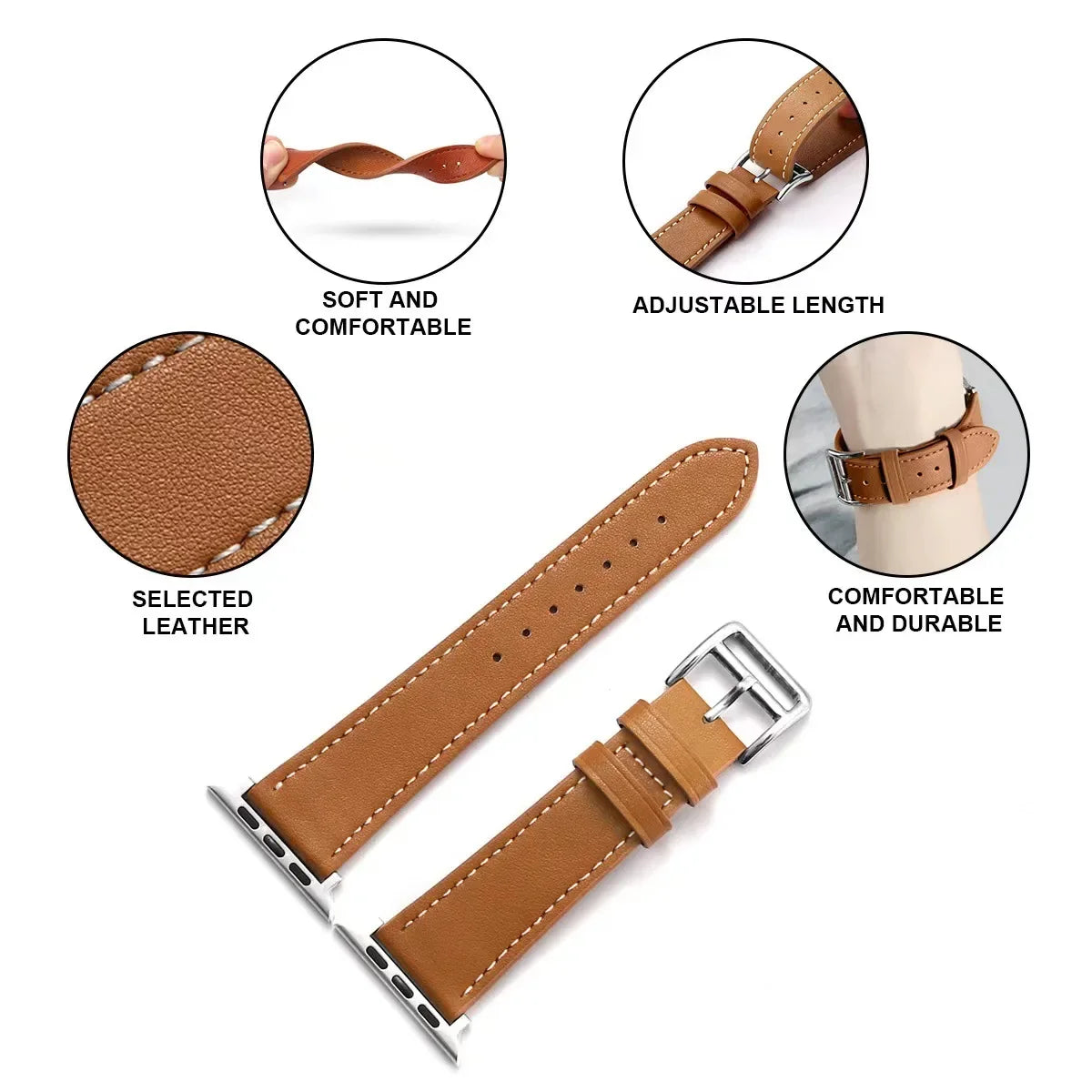 Classic Ivory White Leather Watch Strap