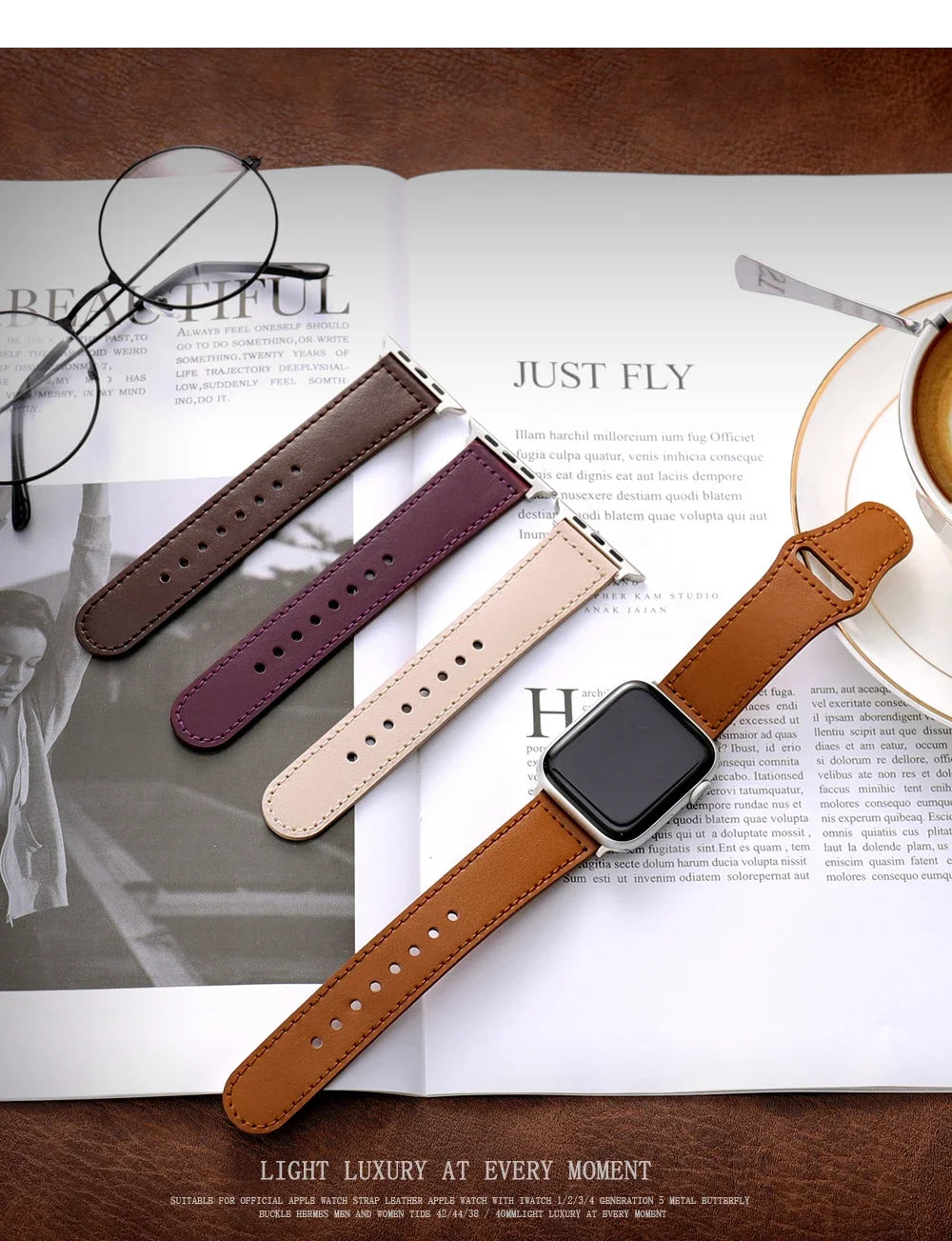 Luxe Light Brown Leather Strap