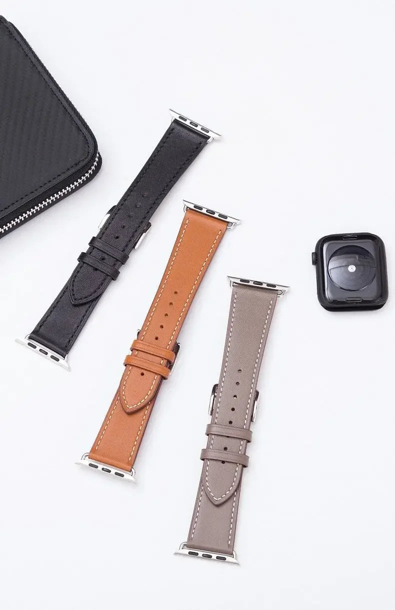 Classic Navy Blue Leather Watch Strap