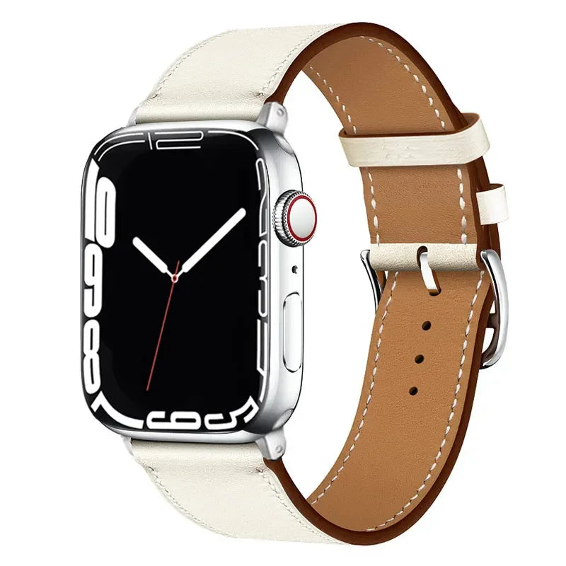 Classic Ivory White Leather Watch Strap