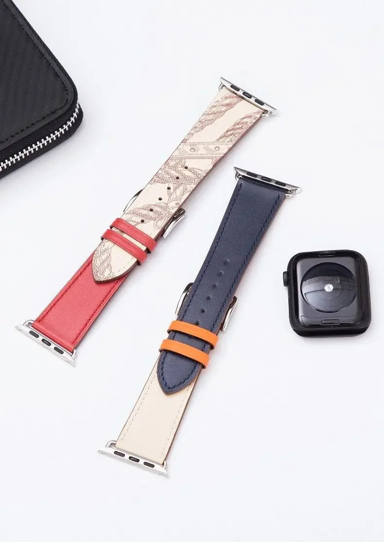 Two Tone White Leather Watch Straps