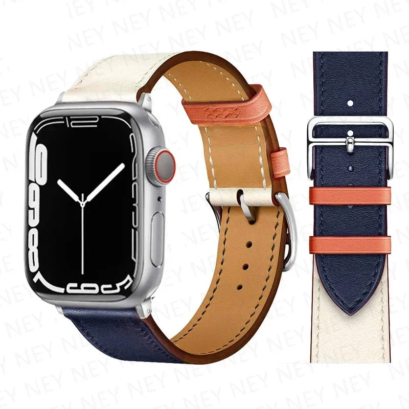 Two Tone Indigo Leather Watch Strap