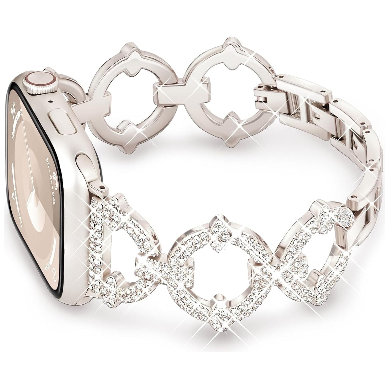 Compatible with Apple Watch Band Series 10 42Mm 41Mm 40Mm 38Mm for Women Girls, Dressy Bling Designer Apple Watch Band for Iwatch Series 10 9 8 7 6 5 4 3 2 1 Iwatch SE (Rose Gold)