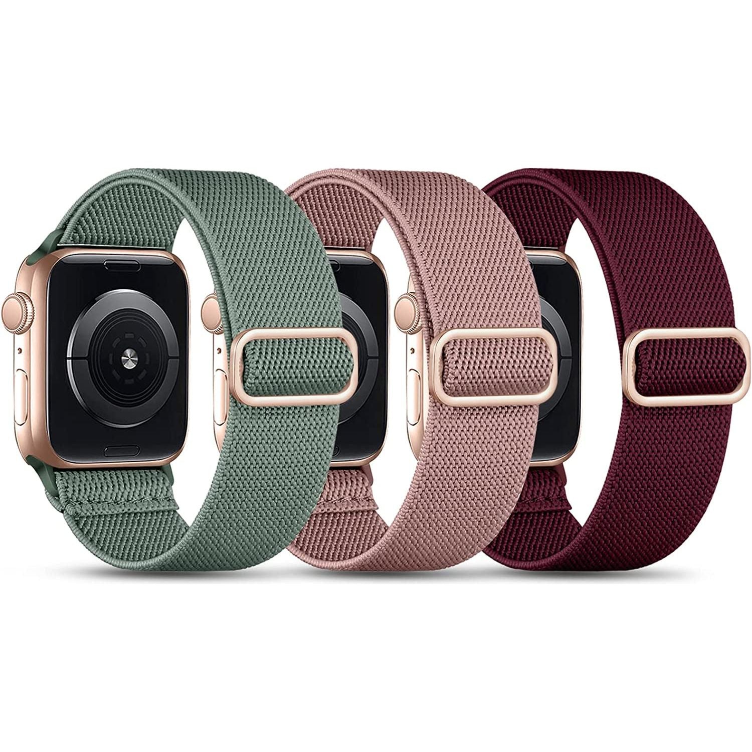 Stretchy Nylon Bands Compatible with Apple Watch Band 38Mm 40Mm 41Mm 42Mm for Women Men, Adjustable Breathable Elastic Sport Strap Solo Loop for Apple Watch SE Iwatch Series 10 9 8 7 6 5 4 3 2