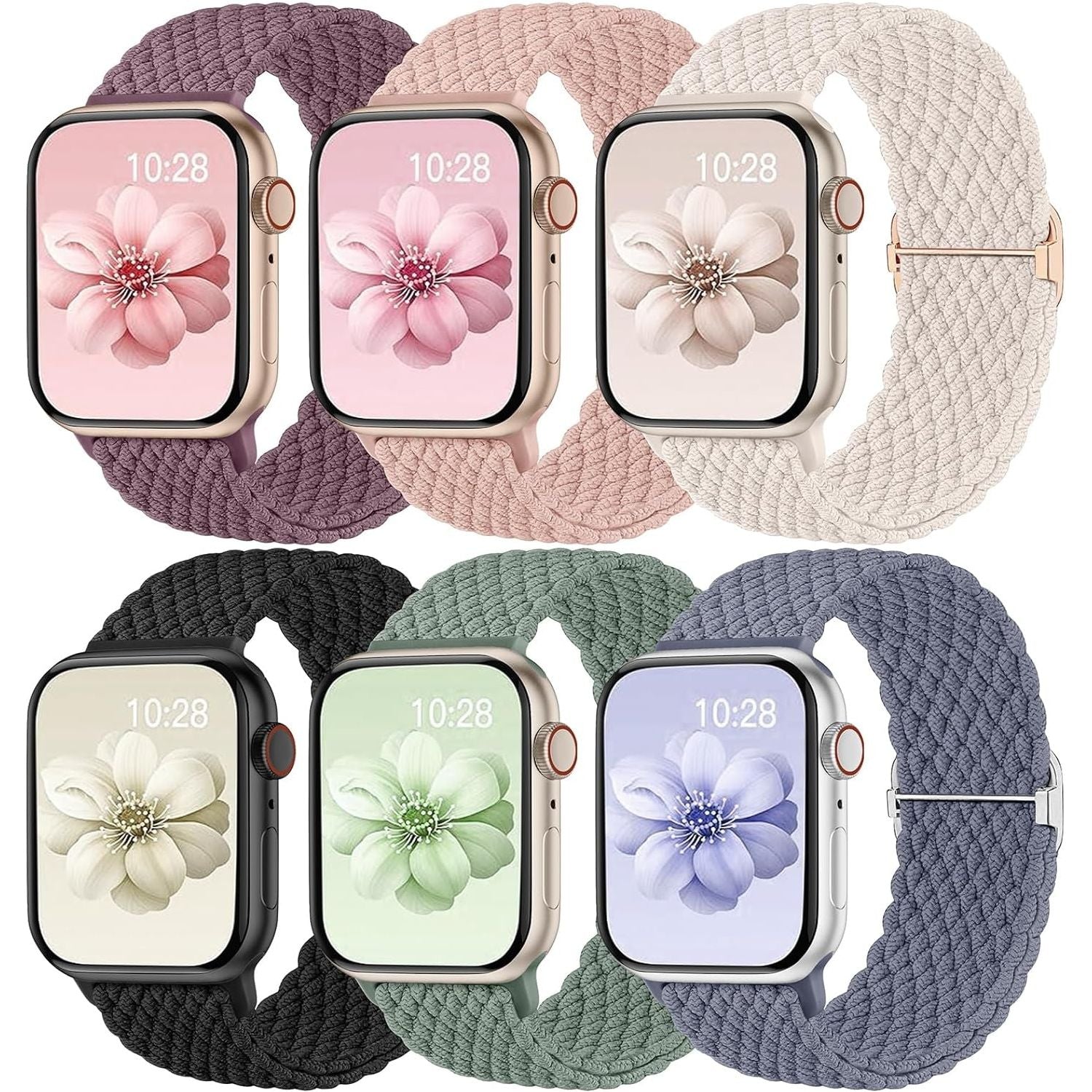 Braided Nylon Elastic Loop Compatible with Apple Watch Band 38Mm 40Mm 41Mm 42Mm 44Mm 45Mm 46Mm 49Mm Women Men, Soft Stretchy Strap for Iwatch Series 10 9 8 7 6 5 4 3 2 1 SE Ultra 2 1, Multi Colors