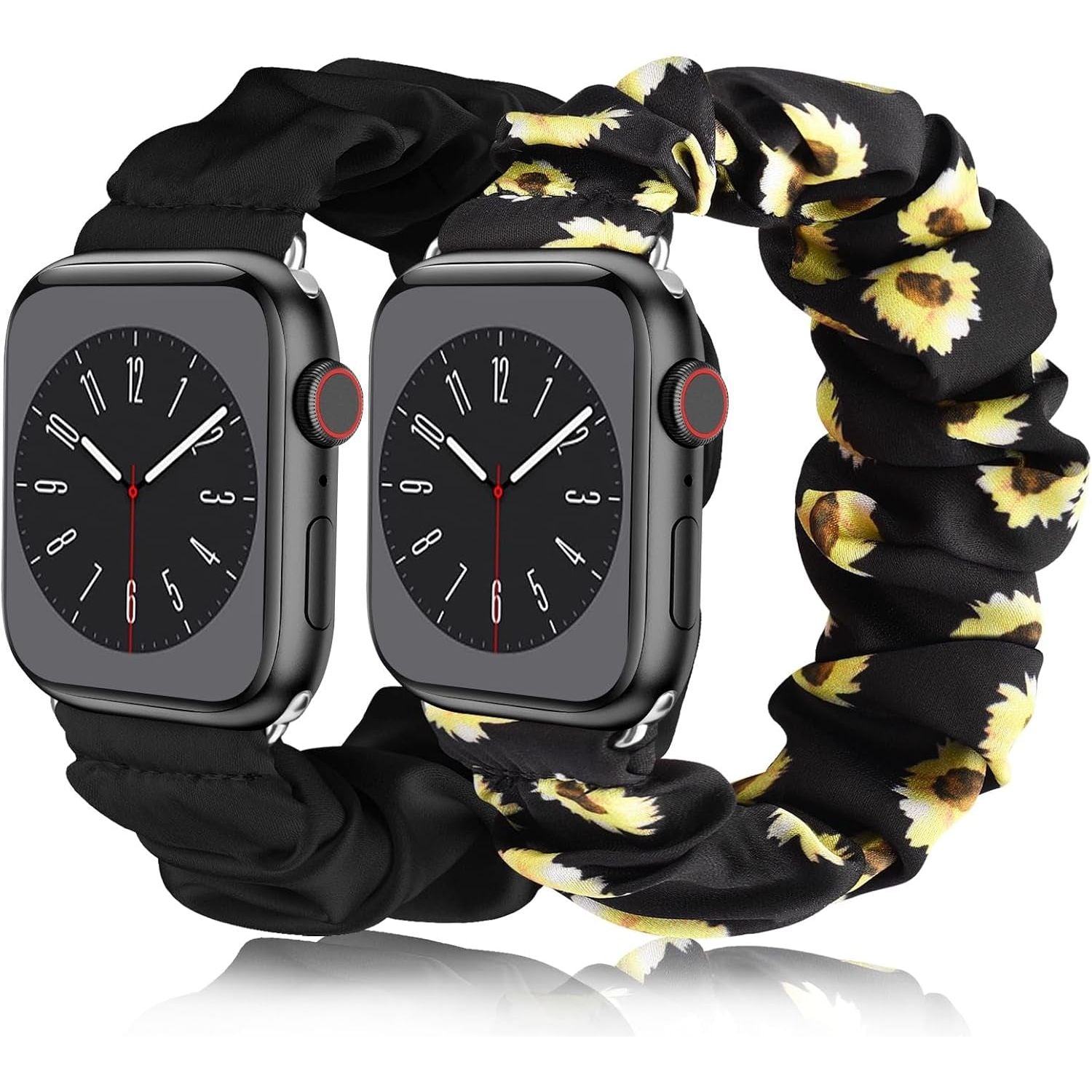 Adjustable Elastic Scrunchie for Apple Watch Band 38Mm 40Mm 41Mm 42Mm 44Mm 45Mm, Soft Stretchy Cloth Pattern Printed Fabric Women Girls Wristbands for Iwatch Series 10/9/8/7/SE/6/5/4/3/2/1