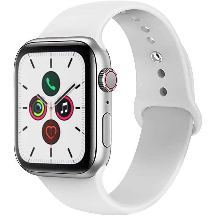 For Apple Watch Band 38Mm 40Mm 41Mm 42Mm 44Mm 45Mm 46Mm 49Mm Soft Silicone Sport Strap Compatible for Apple Iwatch Ultra 2 Ultra Series 10/9/8/7/6/5/4/3/2/SE 2/Se(White,38/40/41/42Mm(Series 10)-S/M)