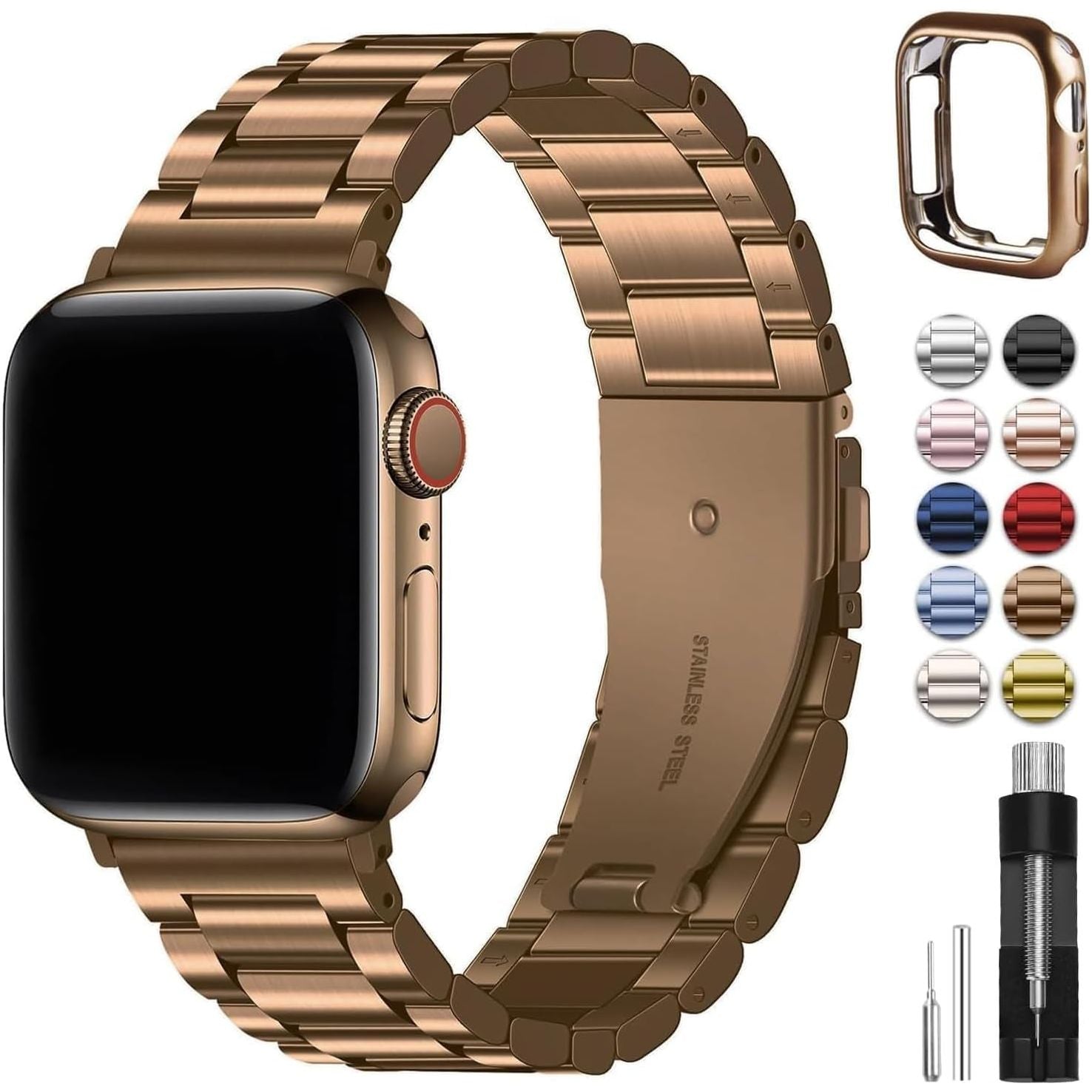 Compatible for Apple Watch Band 45Mm 44Mm 42Mm, Stainless Steel Iwatch Band with Case for Apple Watch Series 9 8 7 6 5 4 3 2 1 & Iwatch SE and SE 2, 42Mm 44Mm 45Mm Black