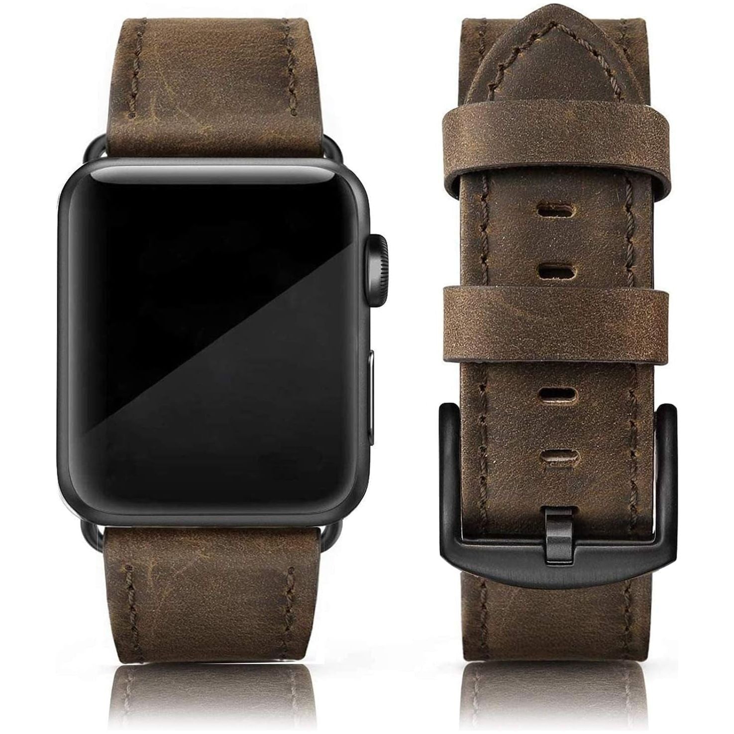 Leather Bands Compatible with Apple Watch 42Mm 44Mm 45Mm Band Men Women,Vintage Genuine Leather Wristband Replacement Band Compatible for Apple Iwatch Series 8 7 6 5 4 3 2 1 SE Sports Edition