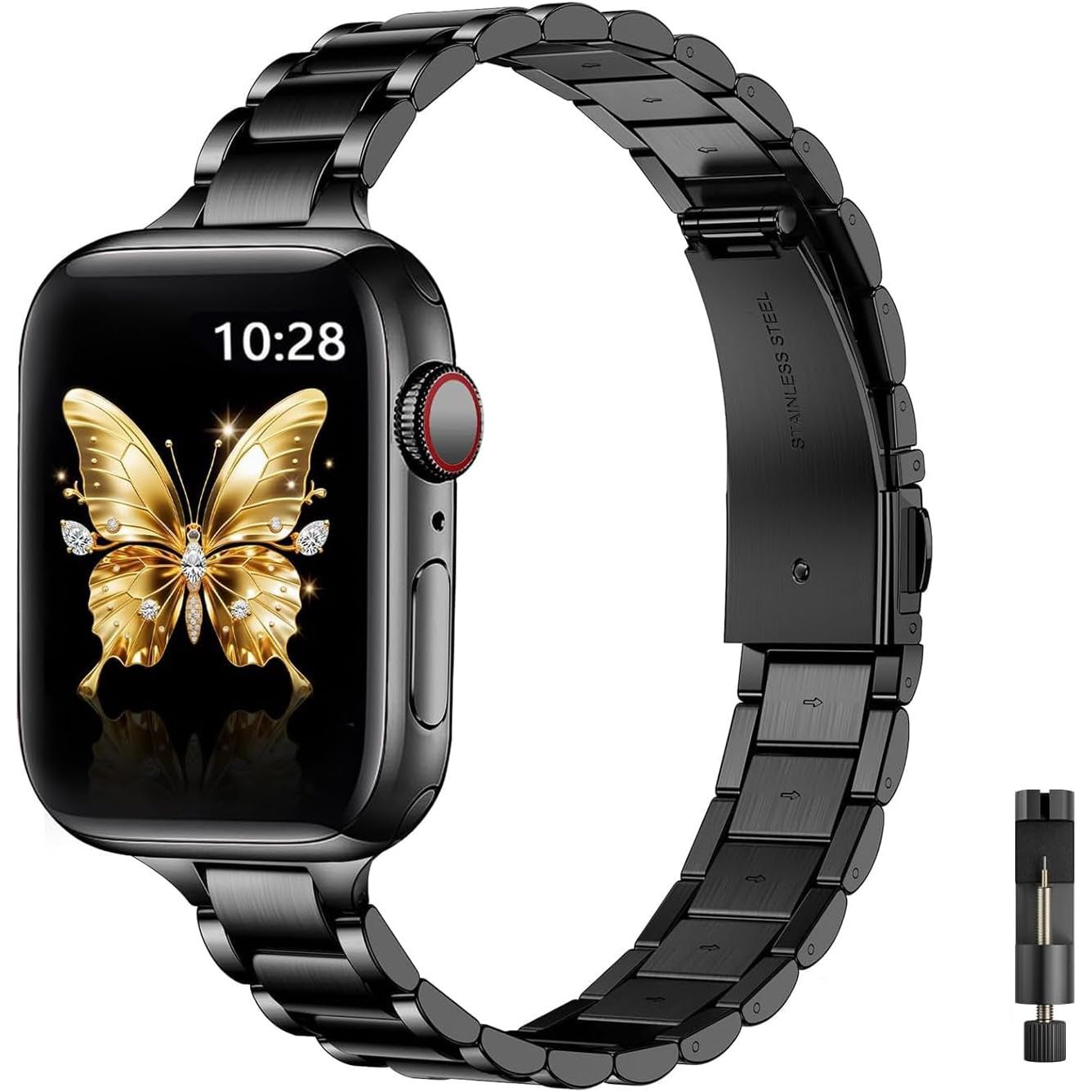 Slim Metal Band Compatible for Apple Watch Band 49Mm 46Mm 45Mm 44Mm 42Mm 41Mm 40Mm 38Mm, Premium Stainless Steel Apple Watch Strap for Iwatch Ultra 2/1 Series 10 9 8 7 6 5 4 3 2 1 SE