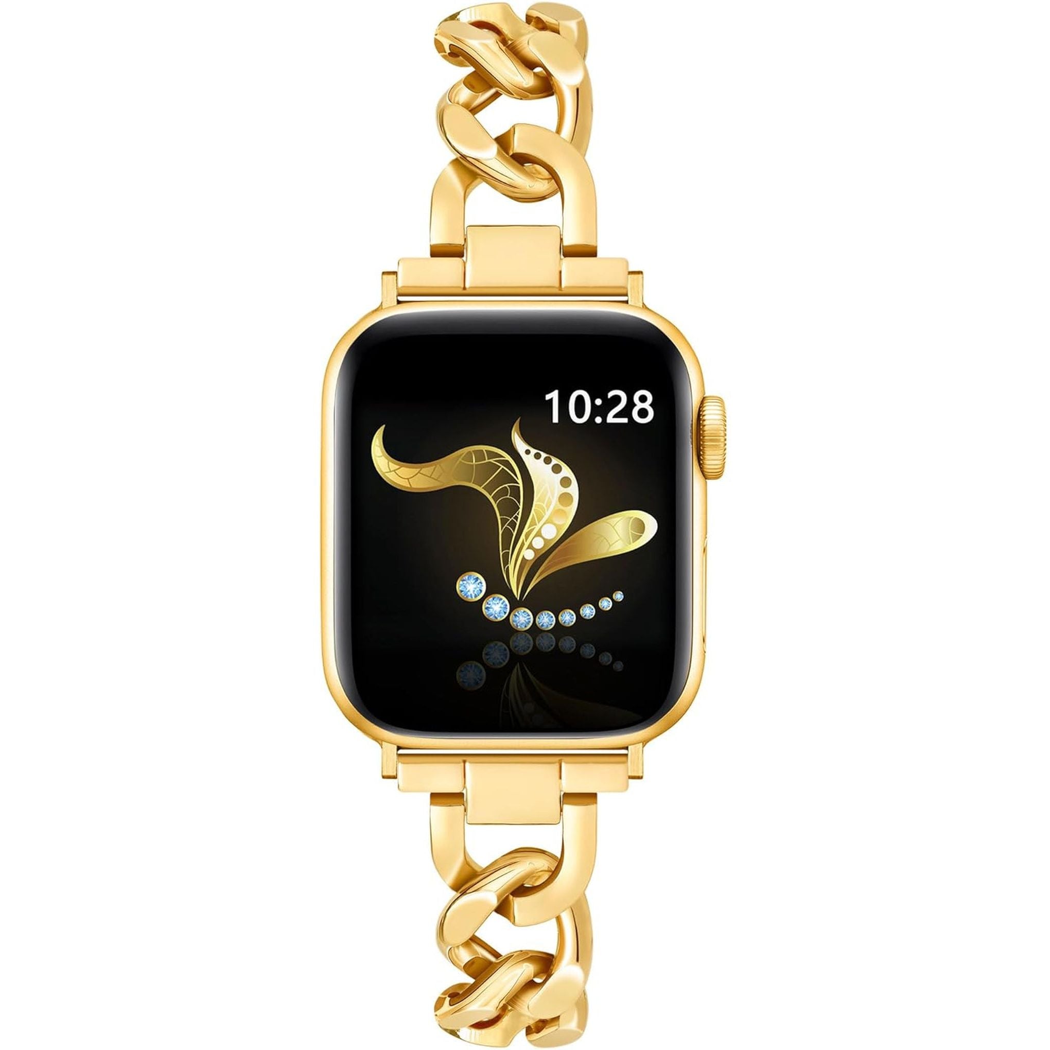 Compatible with Apple Watch 42Mm 41Mm 40Mm 38Mm, Cowboy Chain Metal Band for Iwatch Series 10 9 8 7 SE 6 5 4 3 2 1, Cool Slim Stainless Steel Apple Watch Bracelet for Women Girls (Gold)