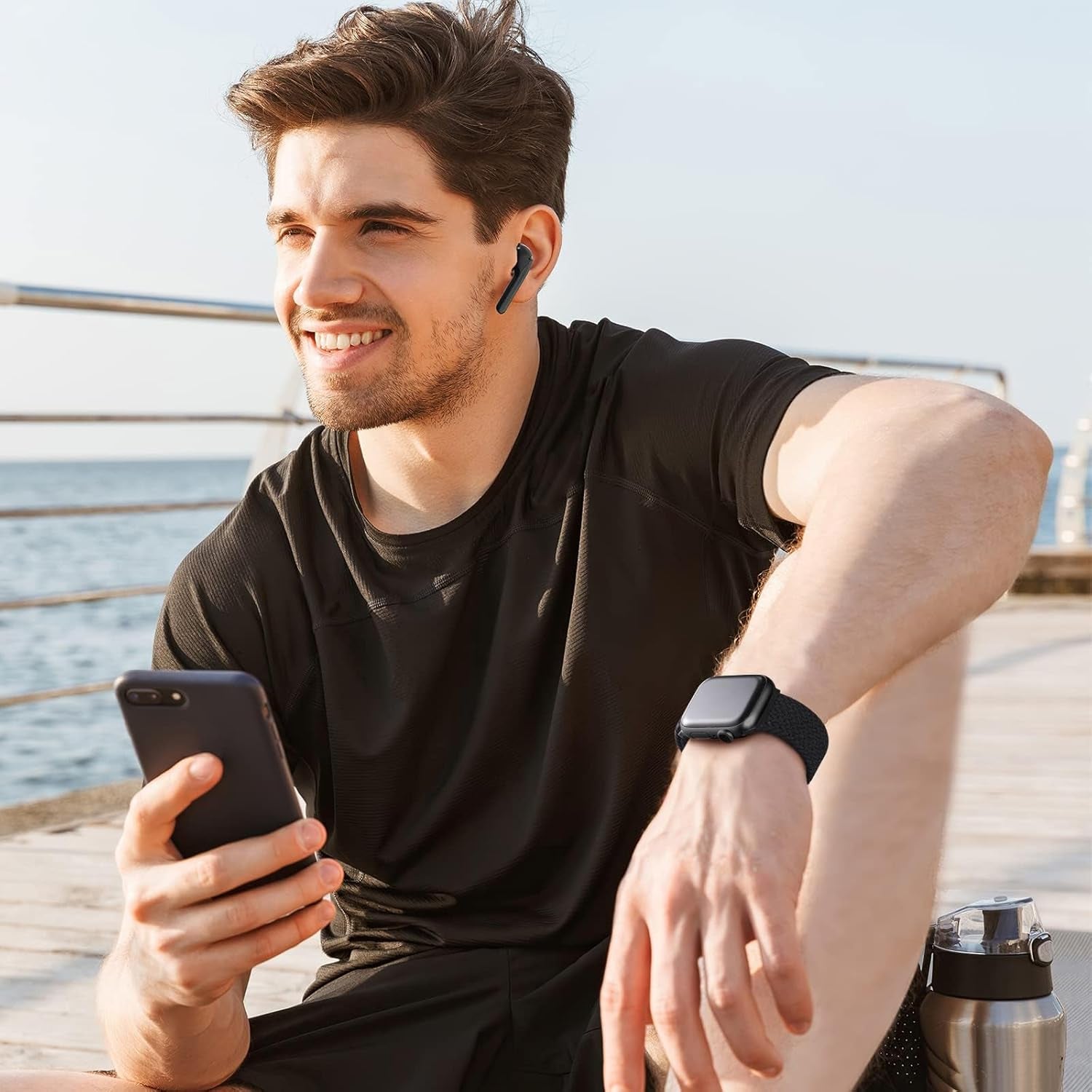 Straplab 4 Pack Braided Stretchy Solo Loop for Apple Watch